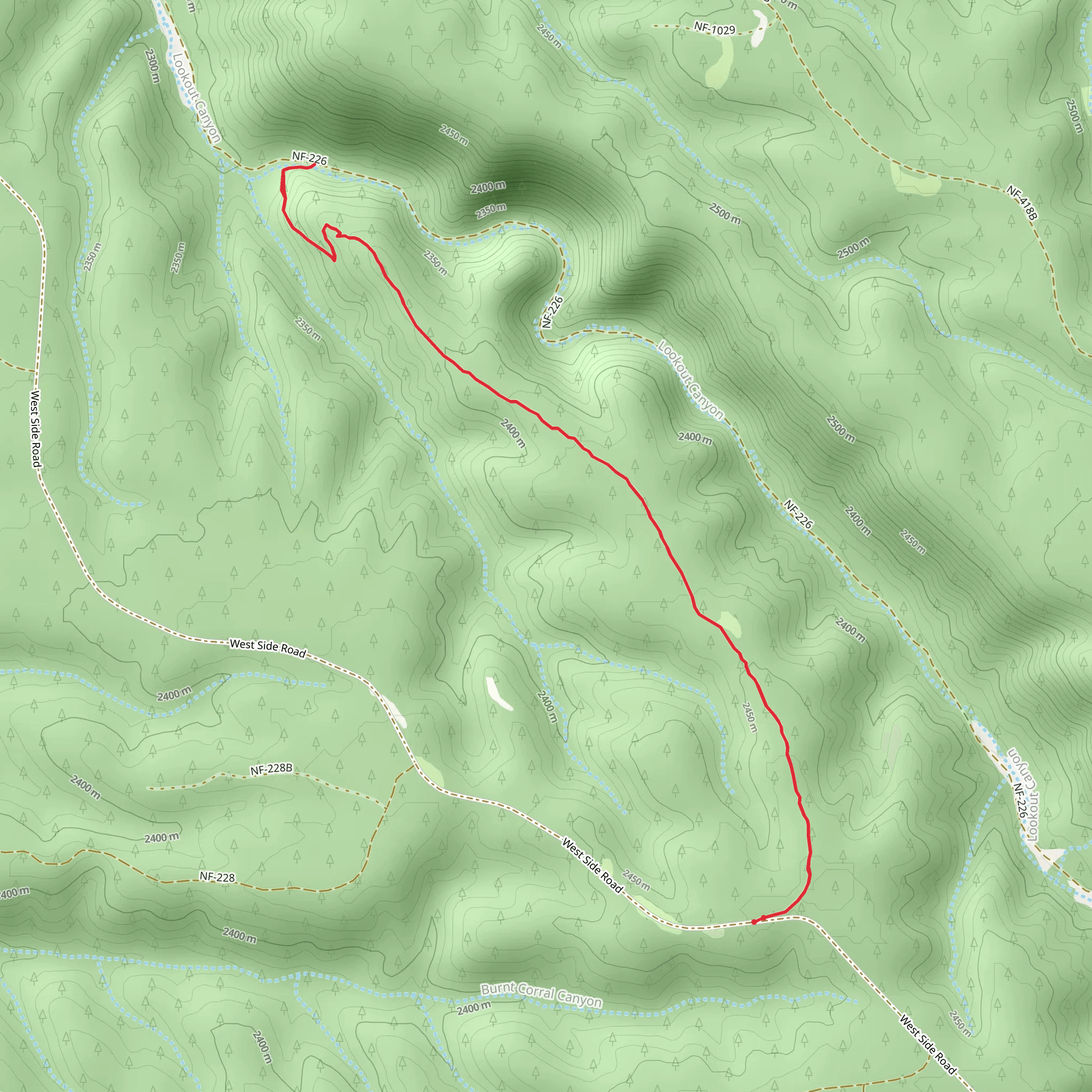 Middle Lookout Canyon Trail mobile static map
