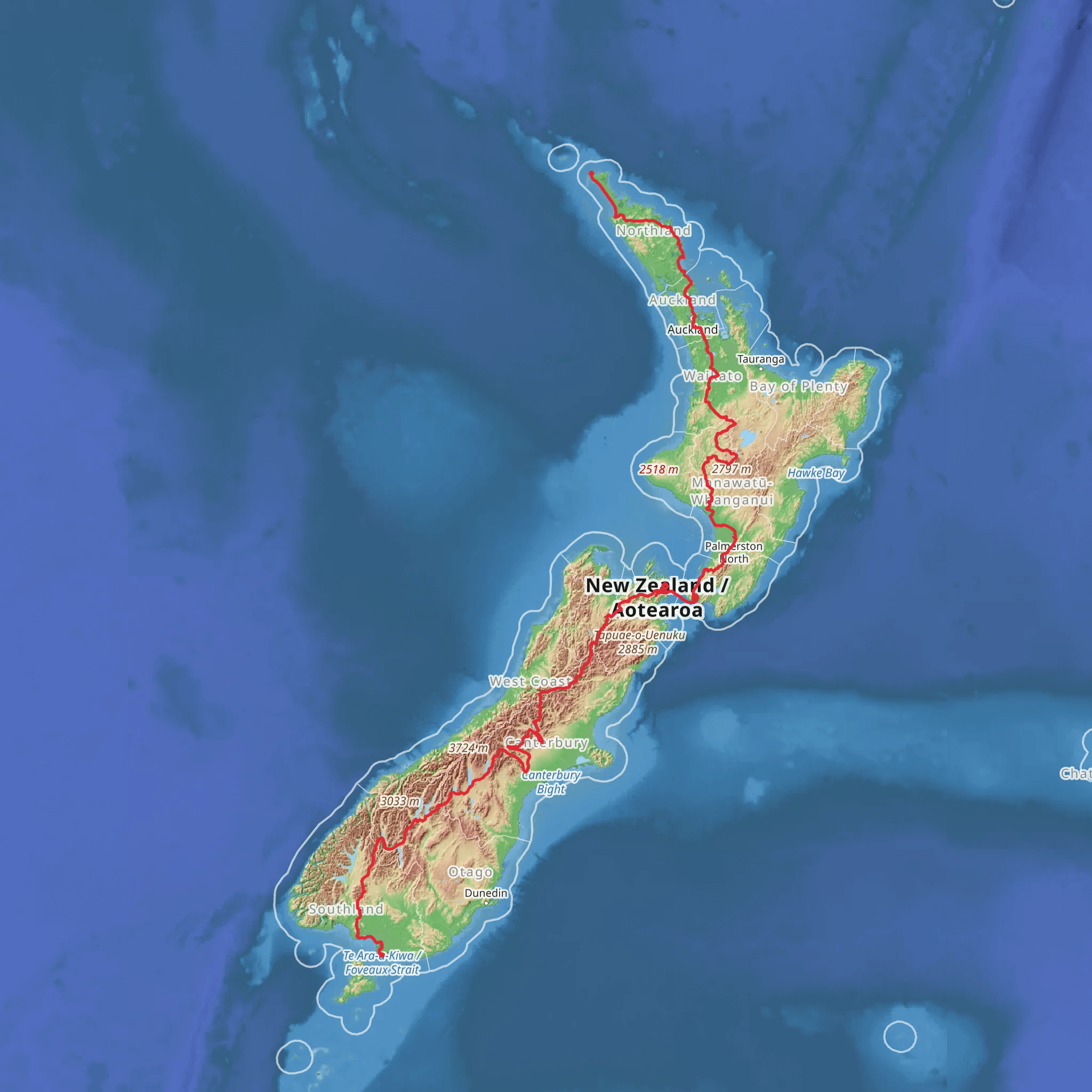 Te Araroa Trail mobile static map