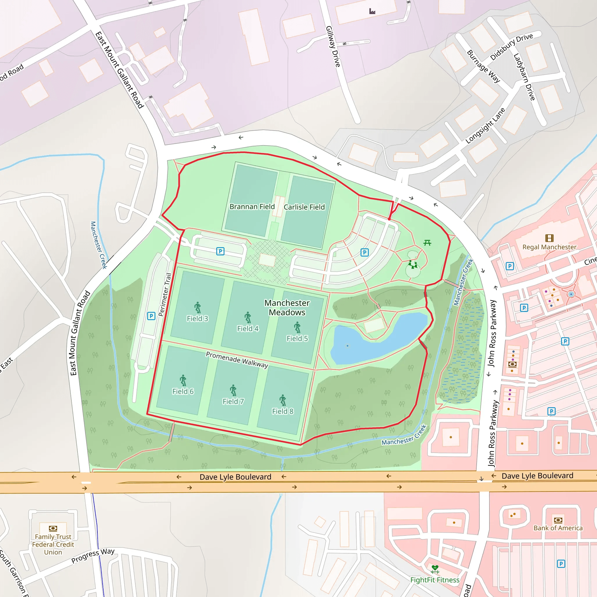 Manchester Meadows Loop mobile static map