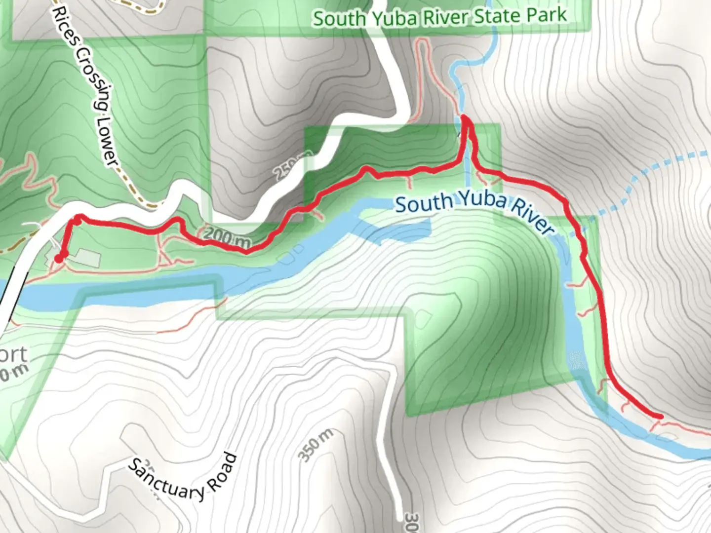 An image depicting the trail Buttermilk Bend Trail and its surrounding area.