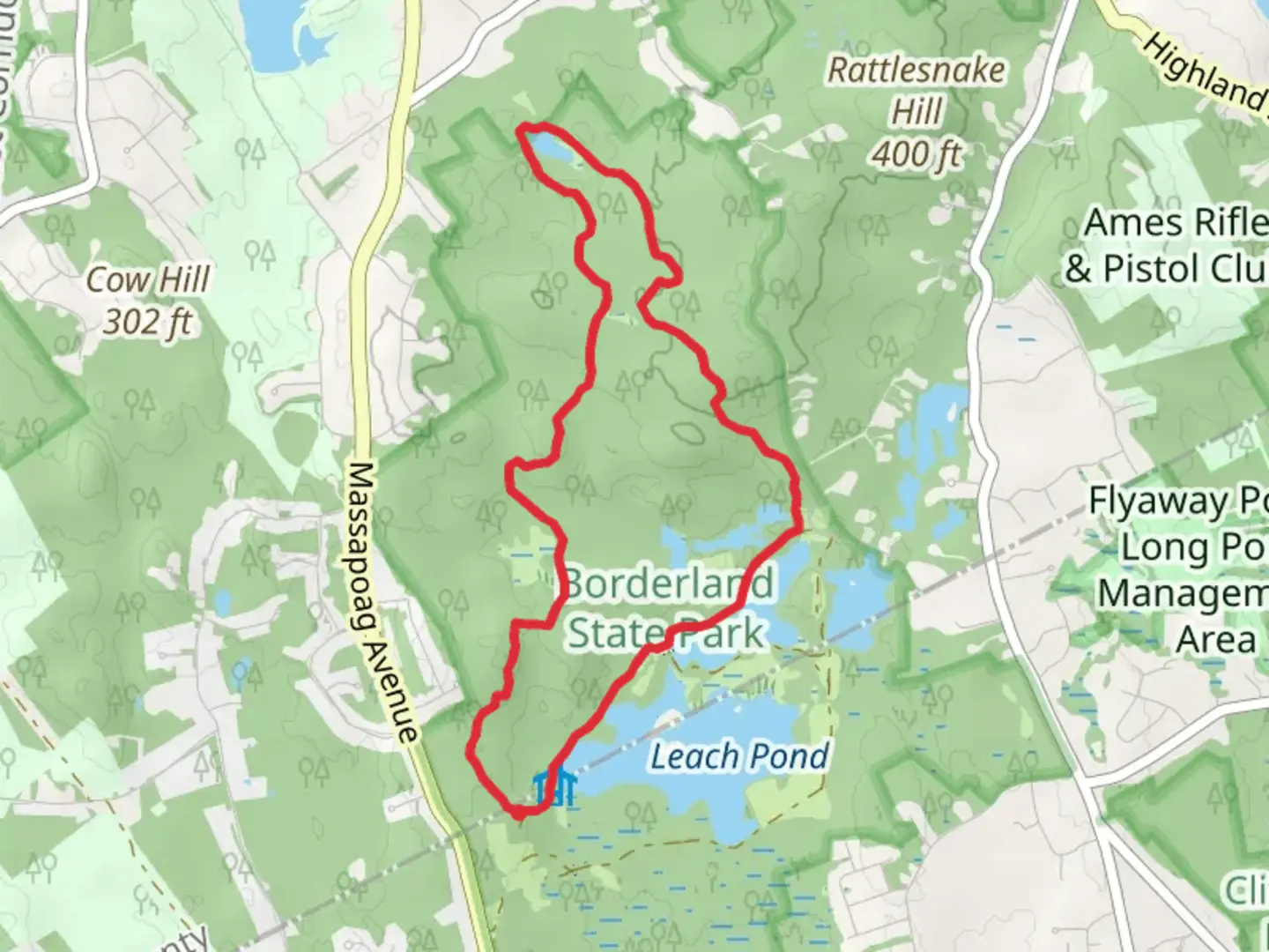An image depicting the trail Leach Ponds Loop Trail and its surrounding area.
