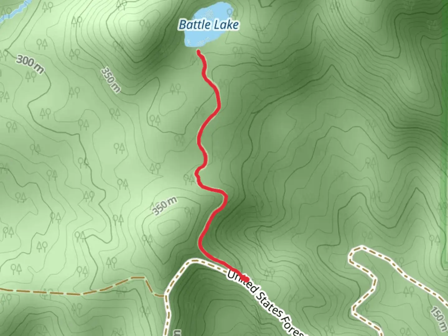 An image depicting the trail Battle Lake Trail and its surrounding area.
