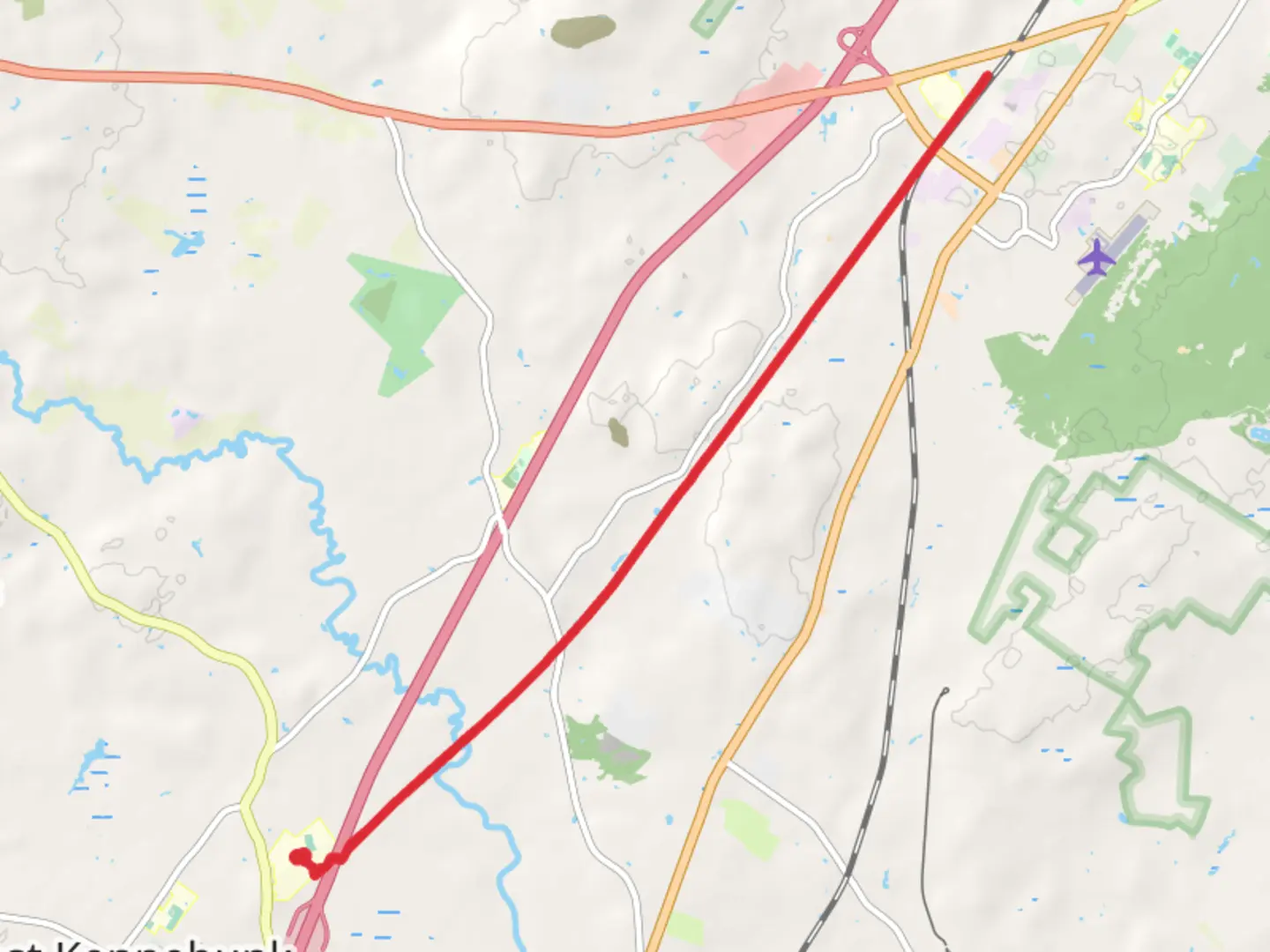 An image depicting the trail Greenwood Cemetery from Alewive Road and its surrounding area.