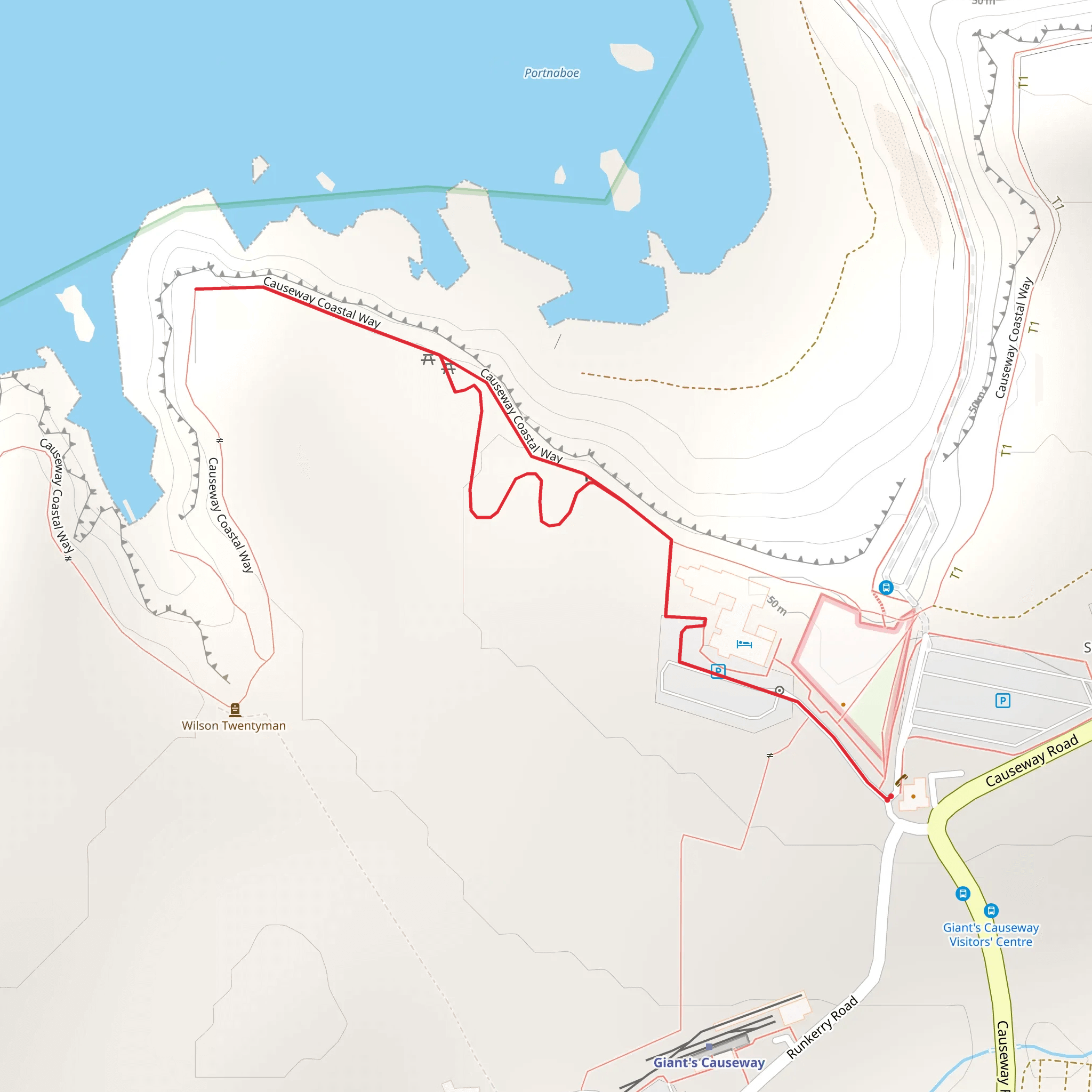 Giant's Causeway Green Trail mobile static map