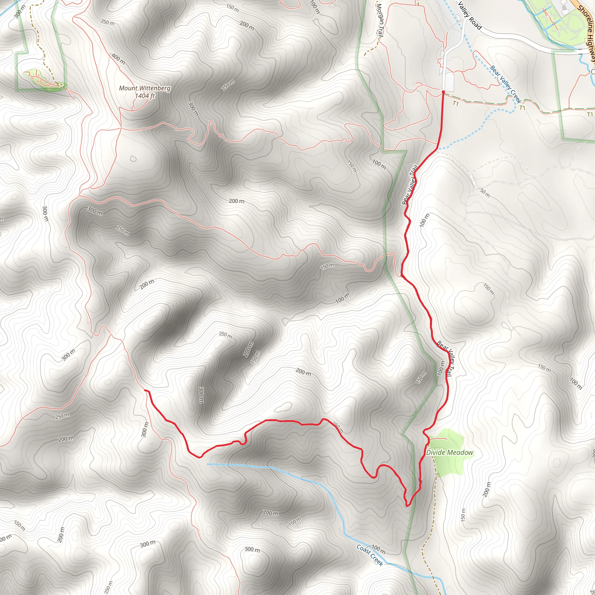 Old Pine Trail via Bear Valley Trail mobile static map