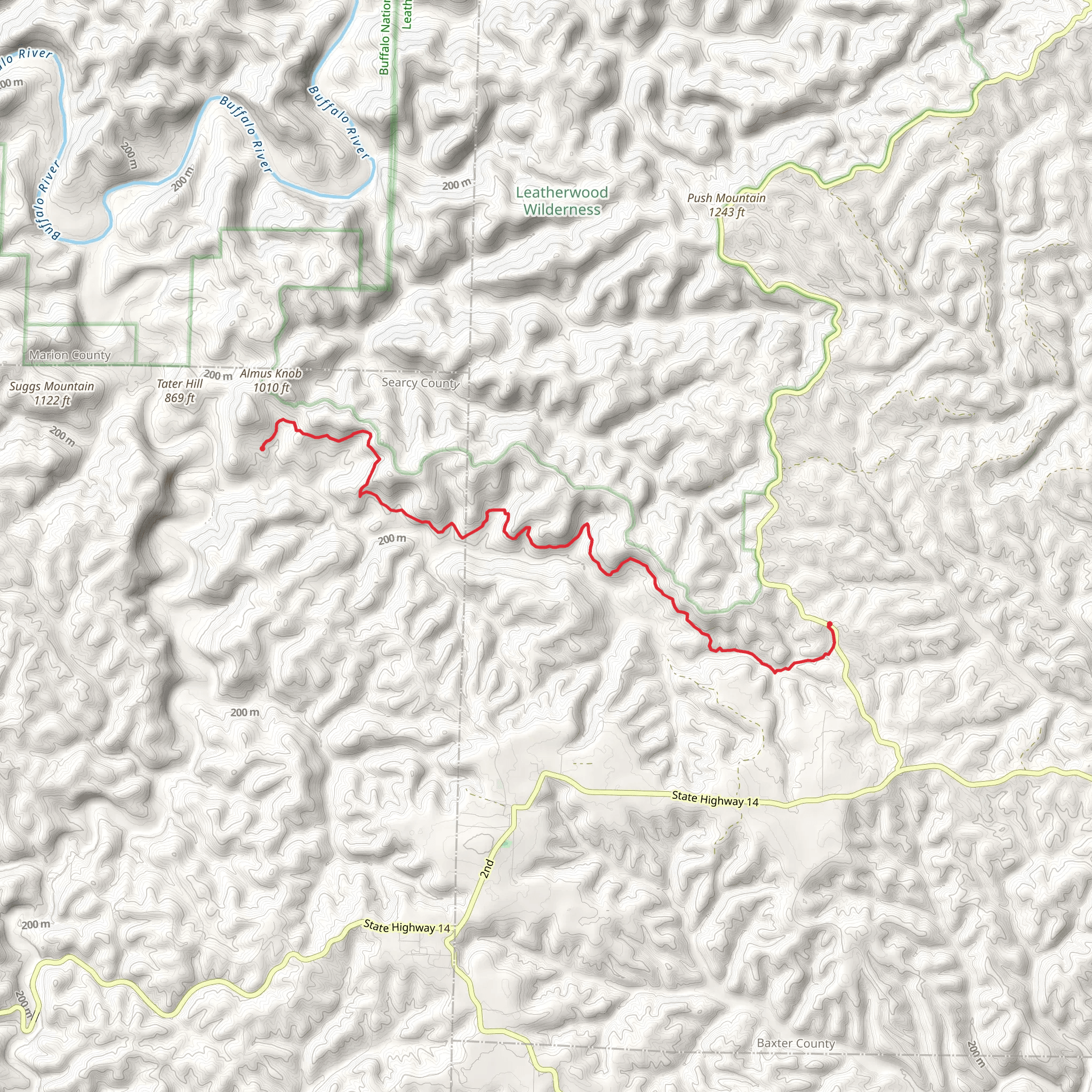 Spring Creek - Ozark Highlands Trail Sylamore Section Point to Point mobile static map