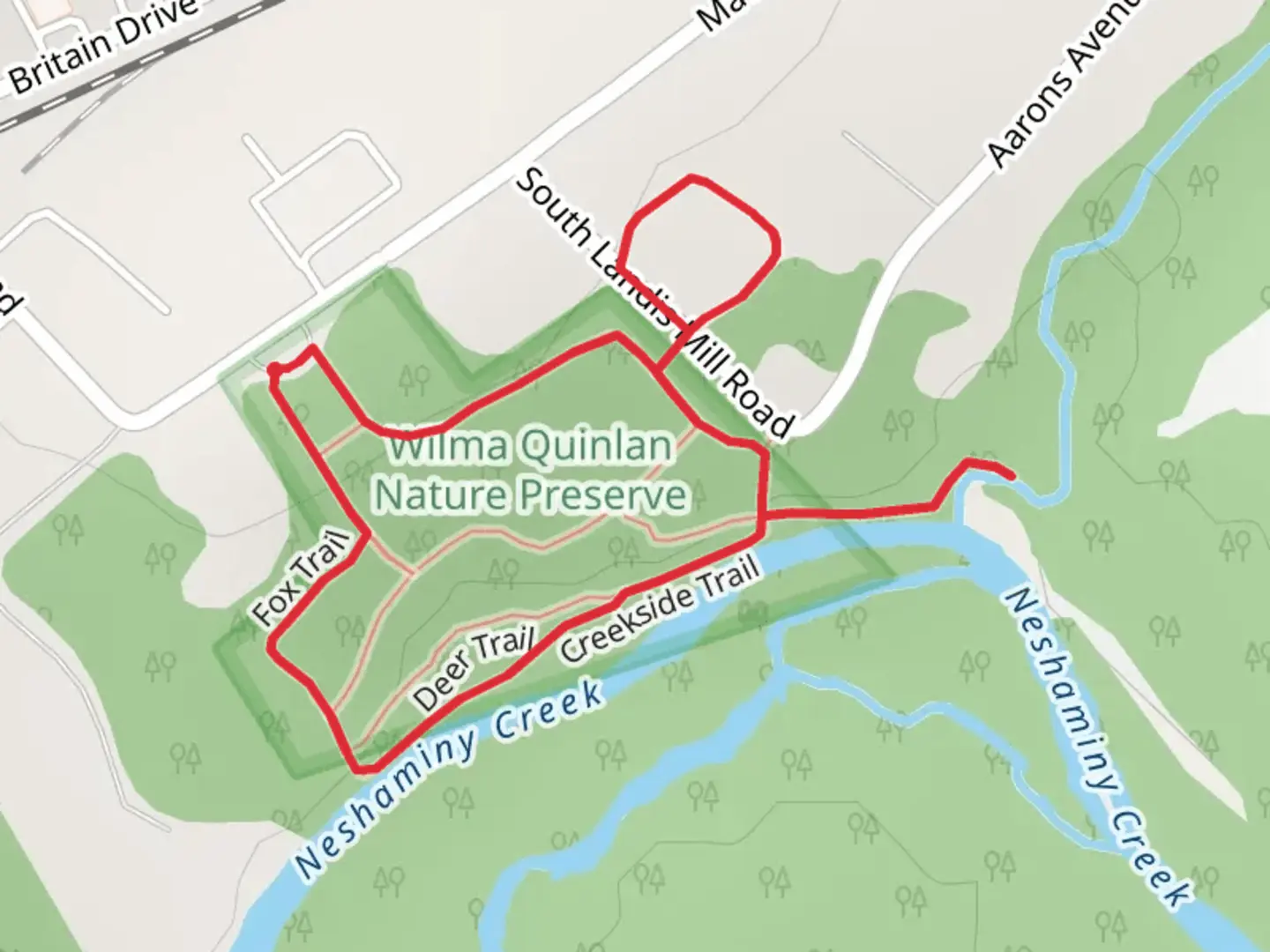 An image depicting the trail Miriam's Meadow via Fox and Rabbit Loop Trail and its surrounding area.