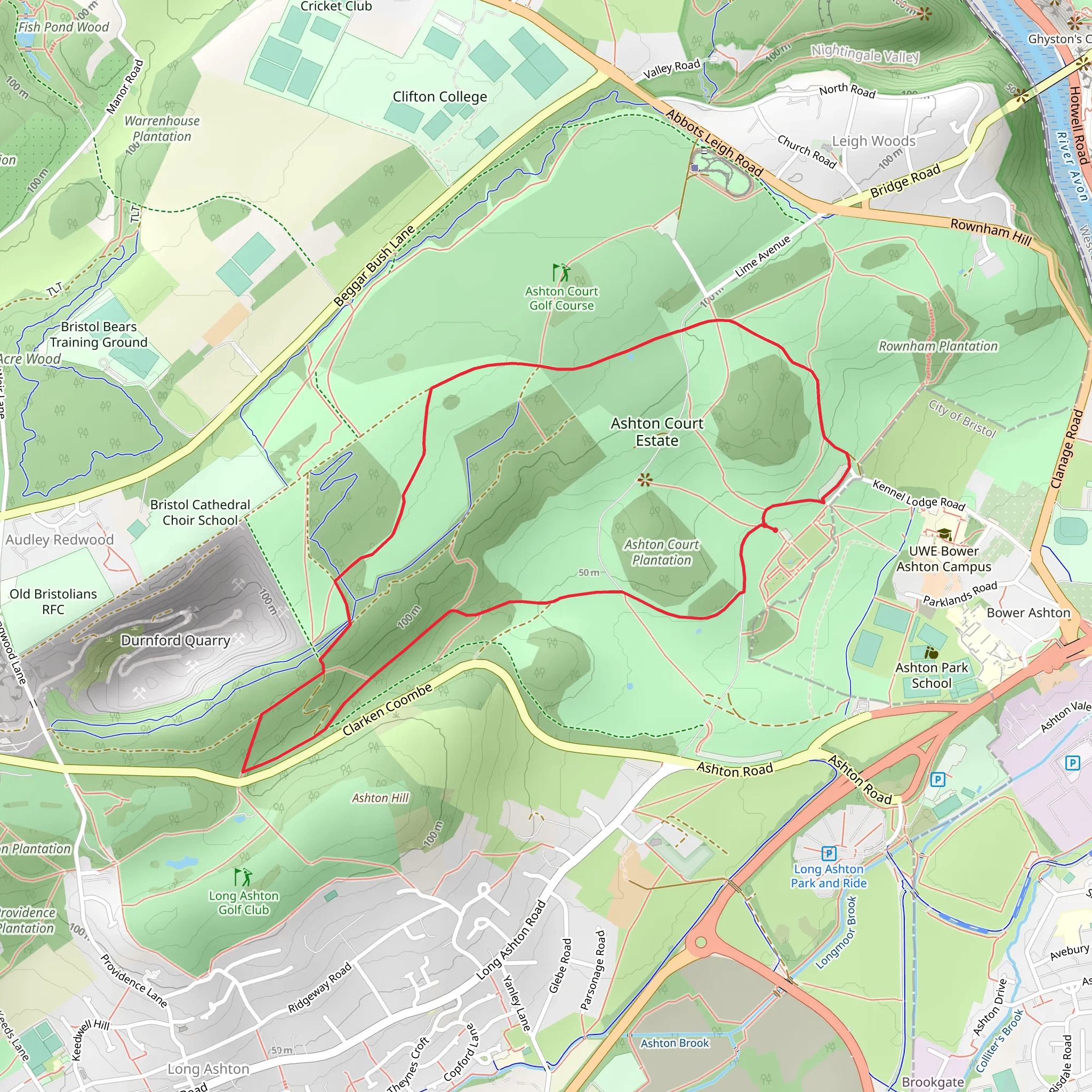 Ashton Court Park Loop mobile static map