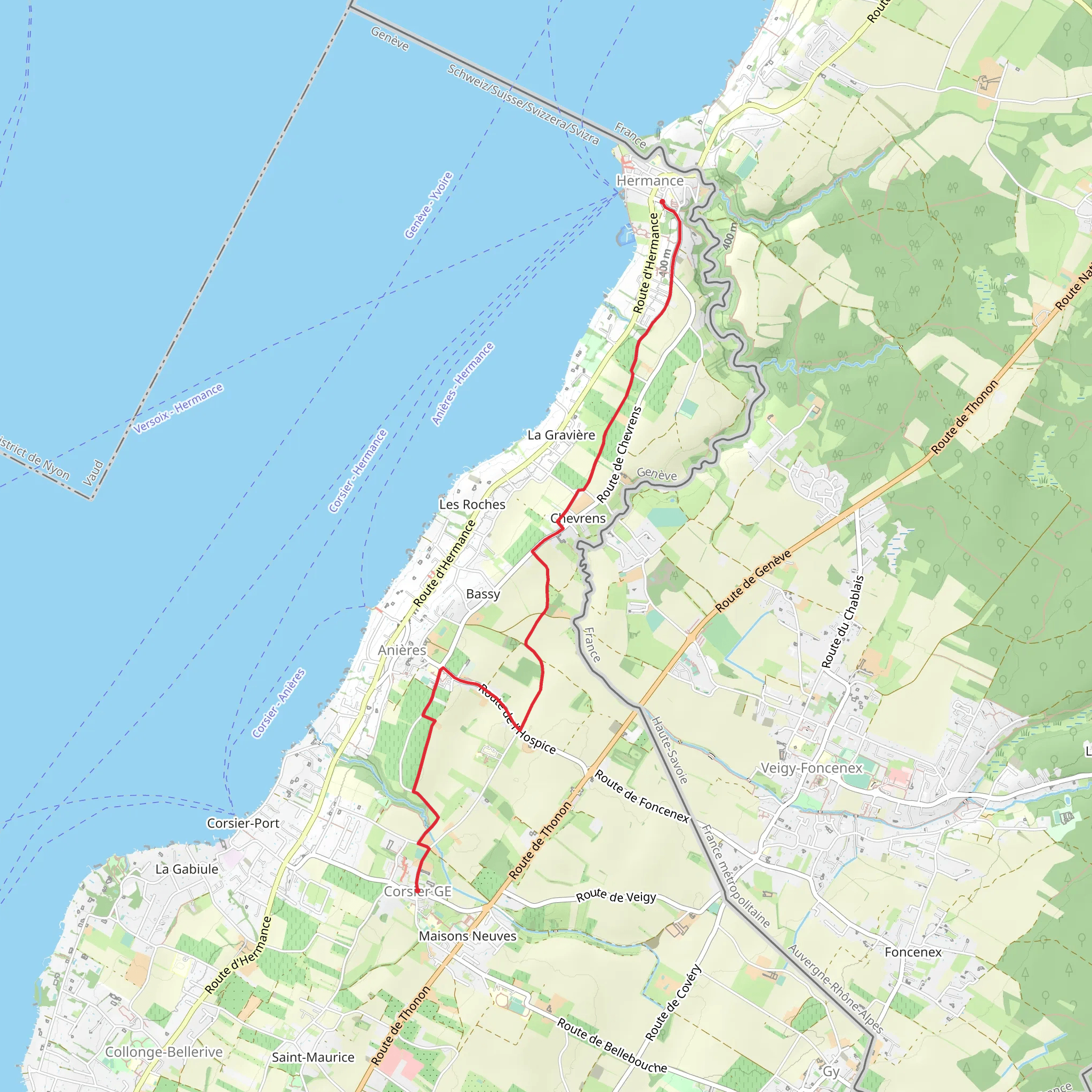 Corsier GE - Hermance Trail mobile static map