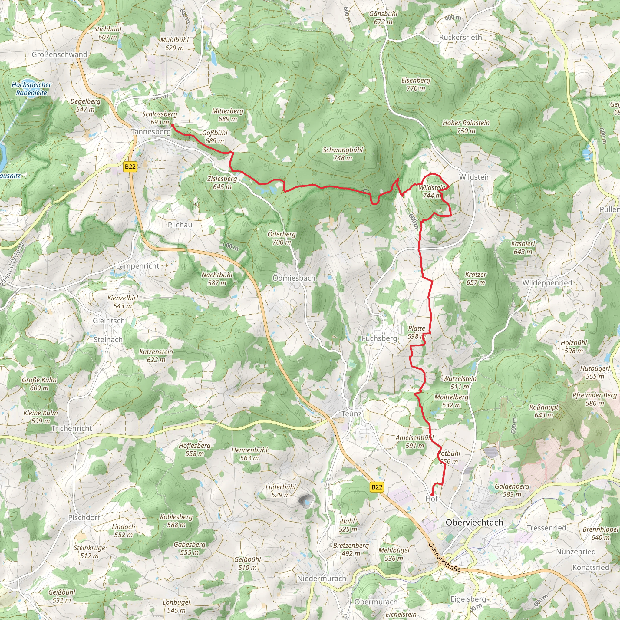 Tannesberg to Hof Walk via Wildstein mobile static map
