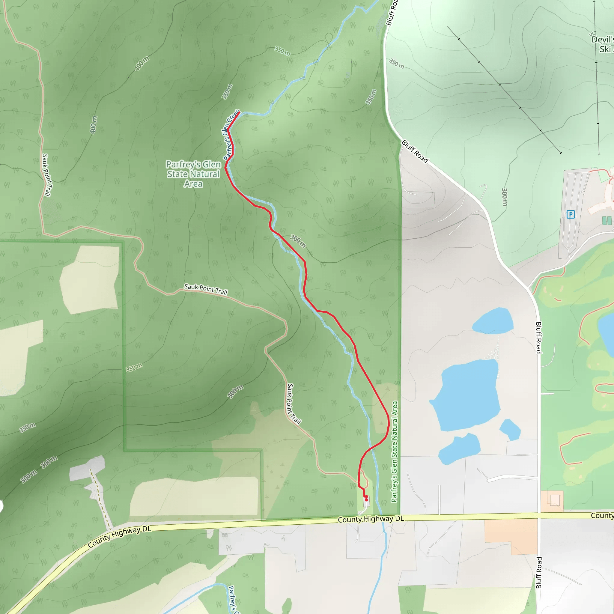 Parfrey's Glen Creek Trail mobile static map