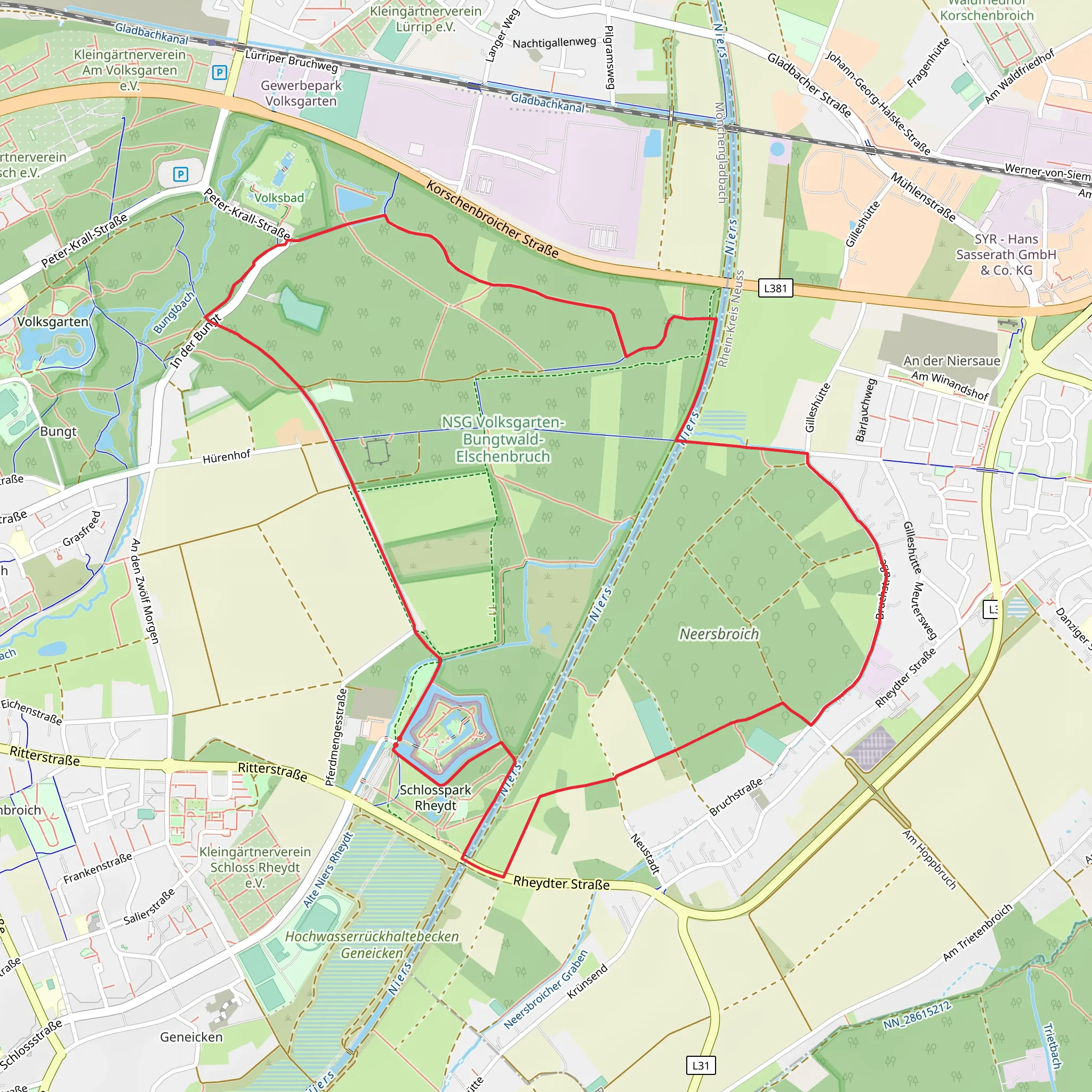 Volksgarten Rundweg and NEW Laufstrecke 'blau' mobile static map