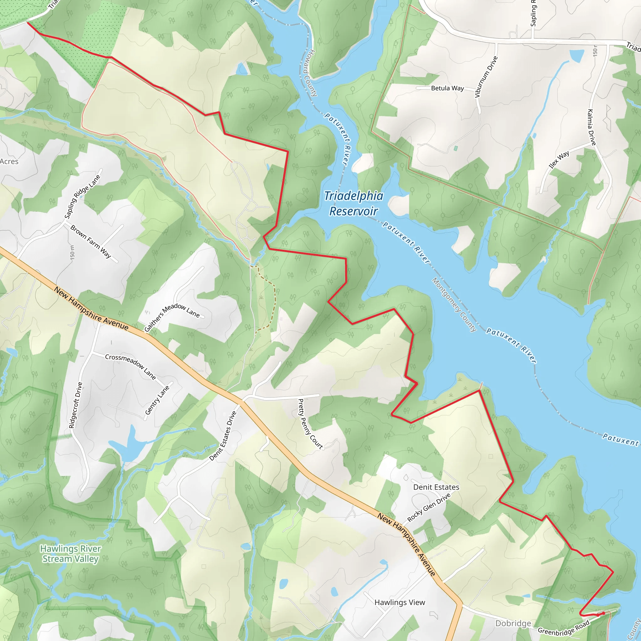 Triadelphia Reservoir West Shore Walk mobile static map