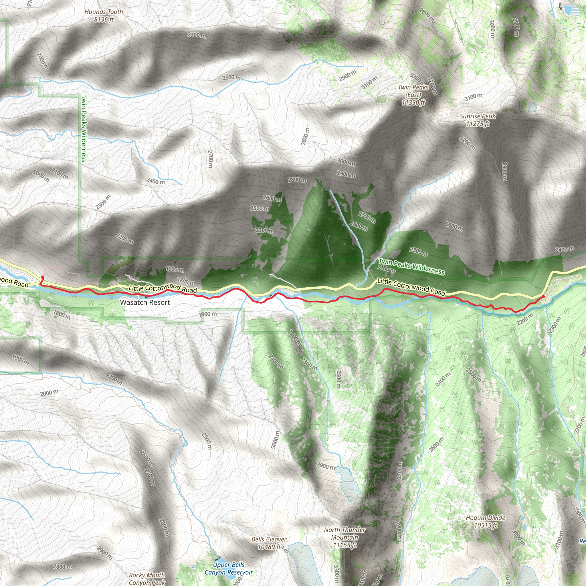 Little Cottonwood Creek Trail mobile static map