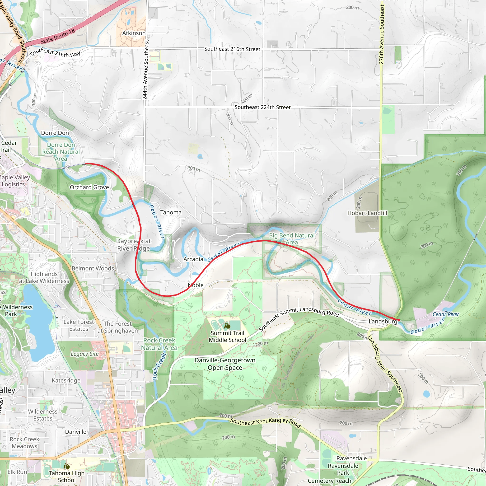 Cedar River Trail from Landsburg mobile static map