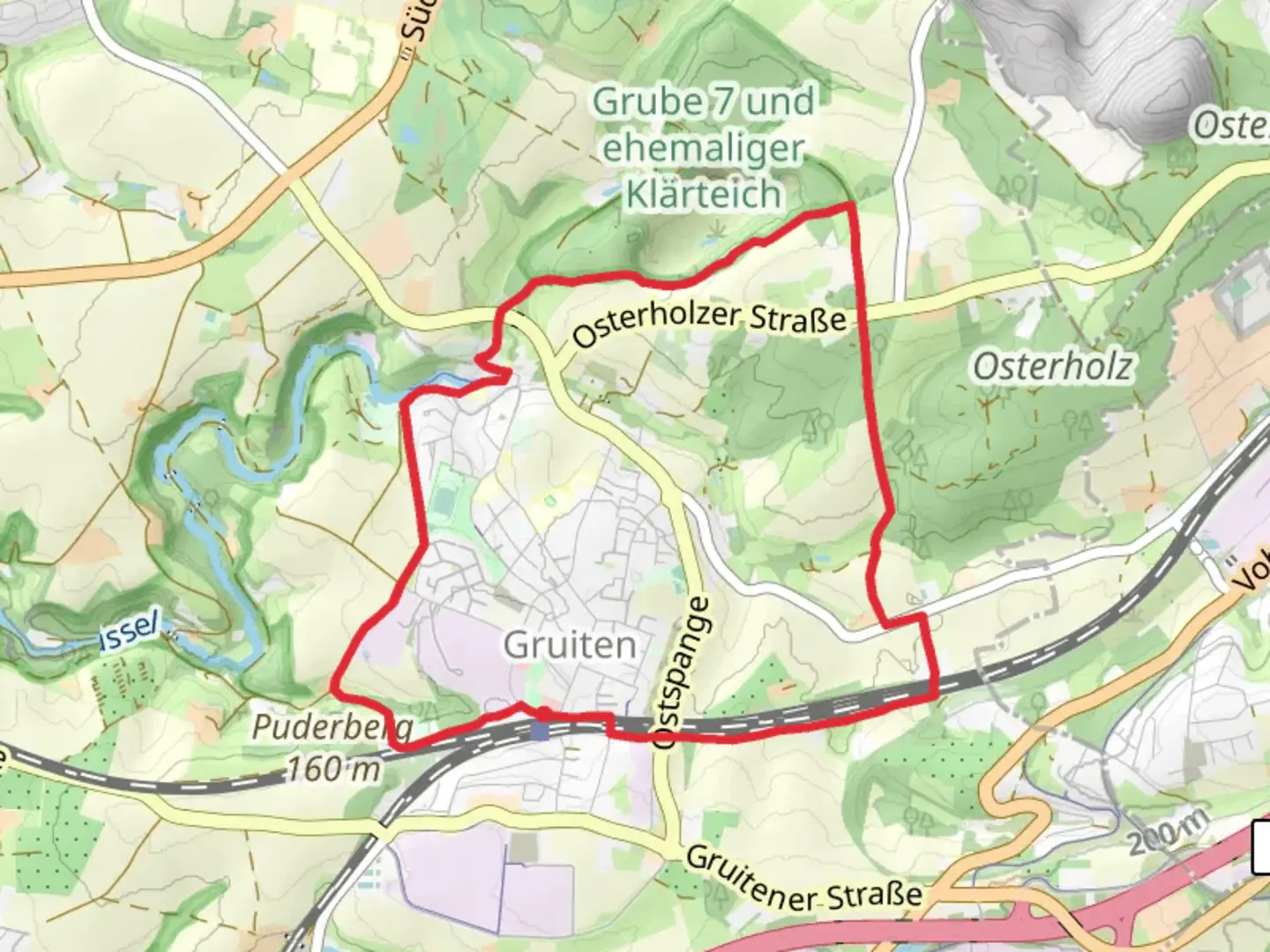 An image depicting the trail O Rund um Gruiten Loop and its surrounding area.