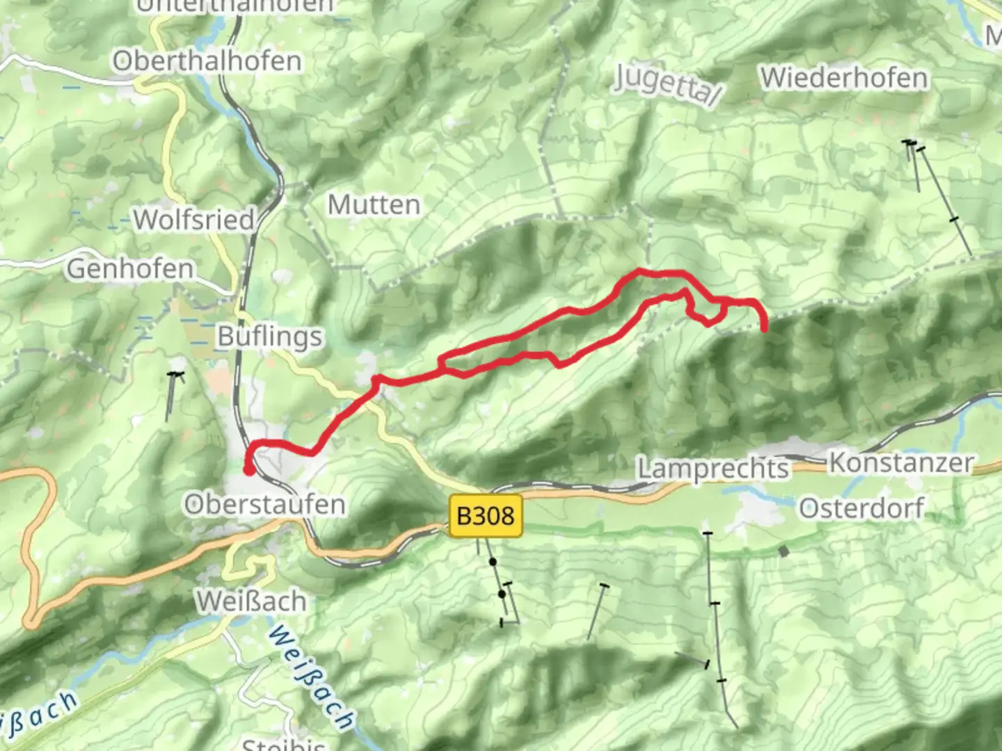 An image depicting the trail Salmaser Höhe via Hompessenweg and its surrounding area.
