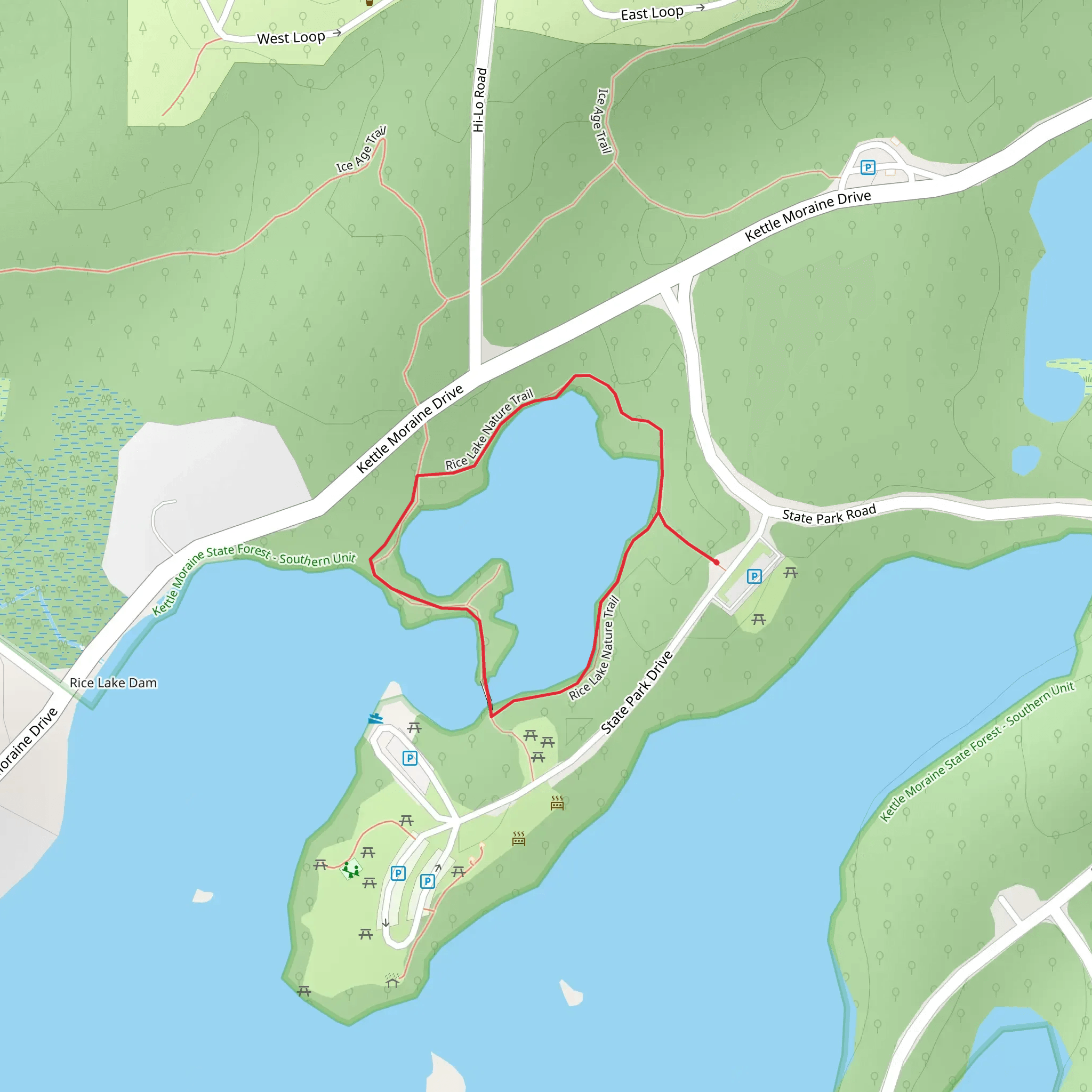 Rice Lake Nature Loop Trail mobile static map