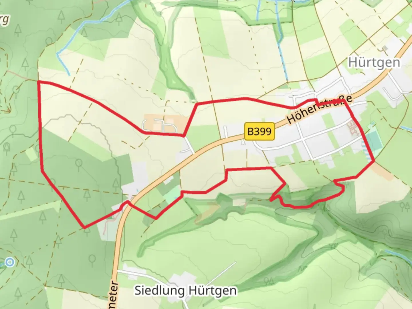 An image depicting the trail Brandenburger Tor and Hürtgenwaldweg Loop and its surrounding area.
