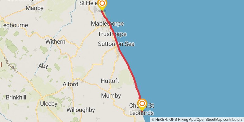 England Coast Path - Skegness to Mablethorpe stage 2 Map