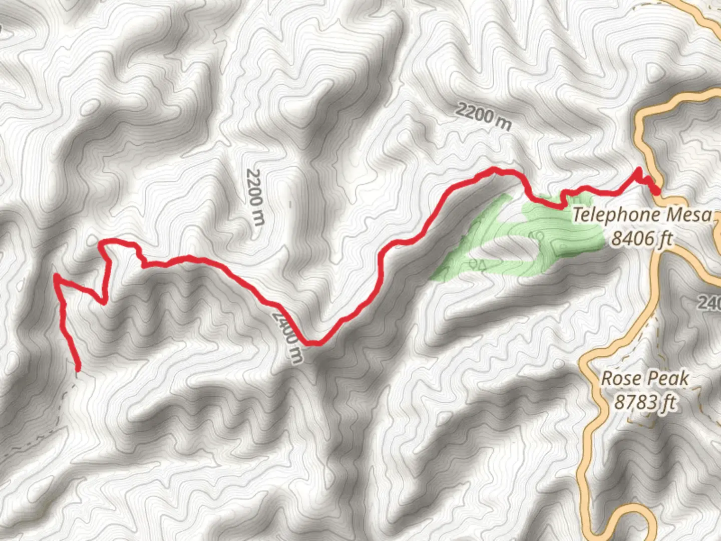An image depicting the trail Mud Springs via Robinson Mesa Trail and its surrounding area.