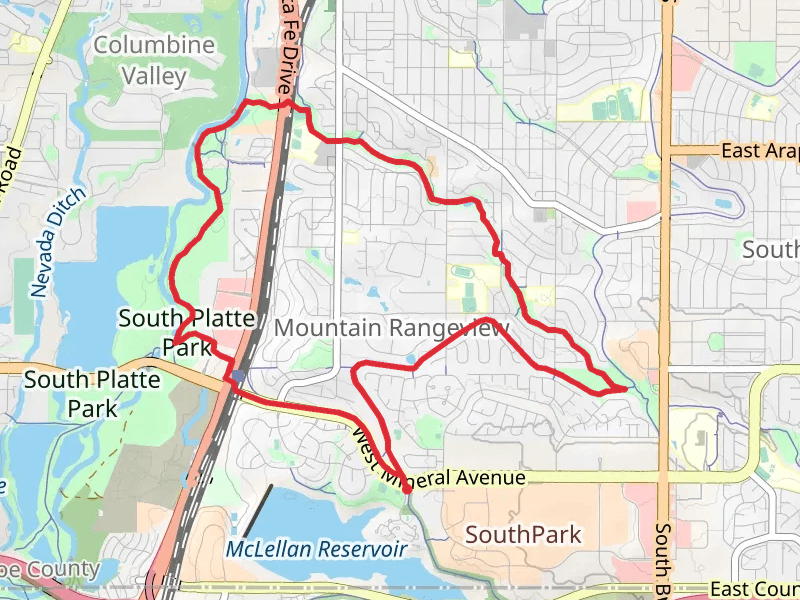 Mineral Ave,High Line Canal and Lee Gulch Loop Trail