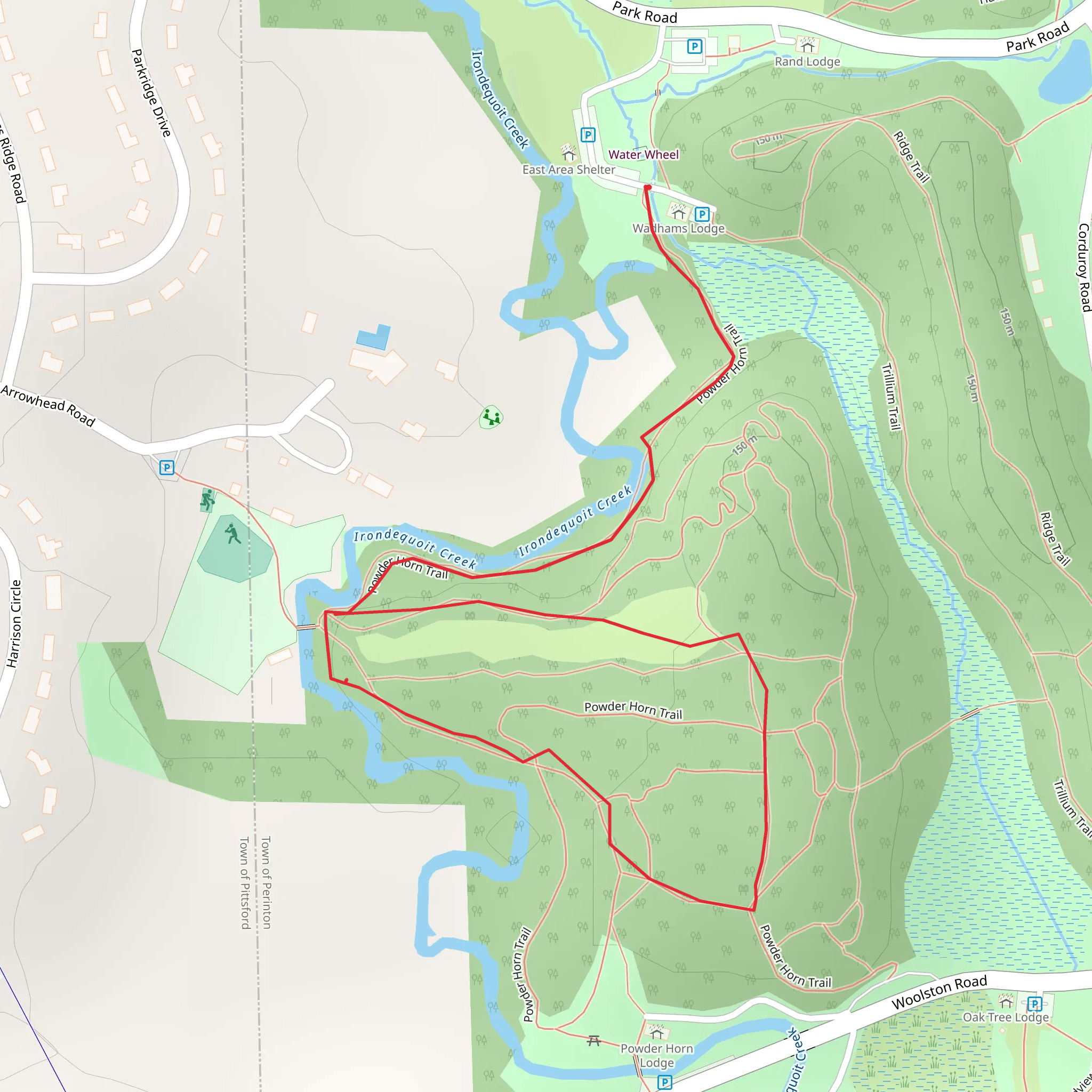 Irondequoit Creek via Powder Horn Trail mobile static map