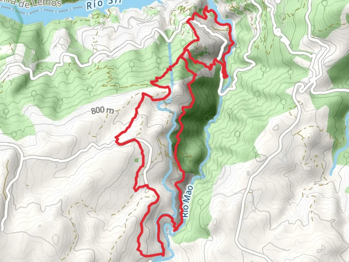 An image depicting the trail Ruta Canon do Rio Mao PR G 177 and its surrounding area.