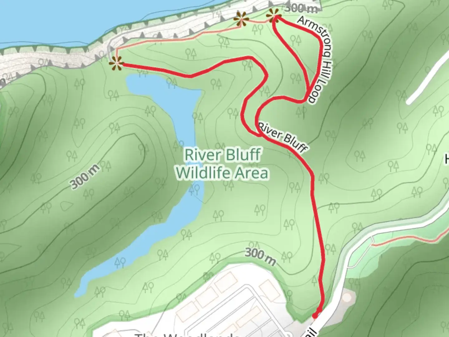 An image depicting the trail River Bluff and Armstrong Hill Loop and its surrounding area.