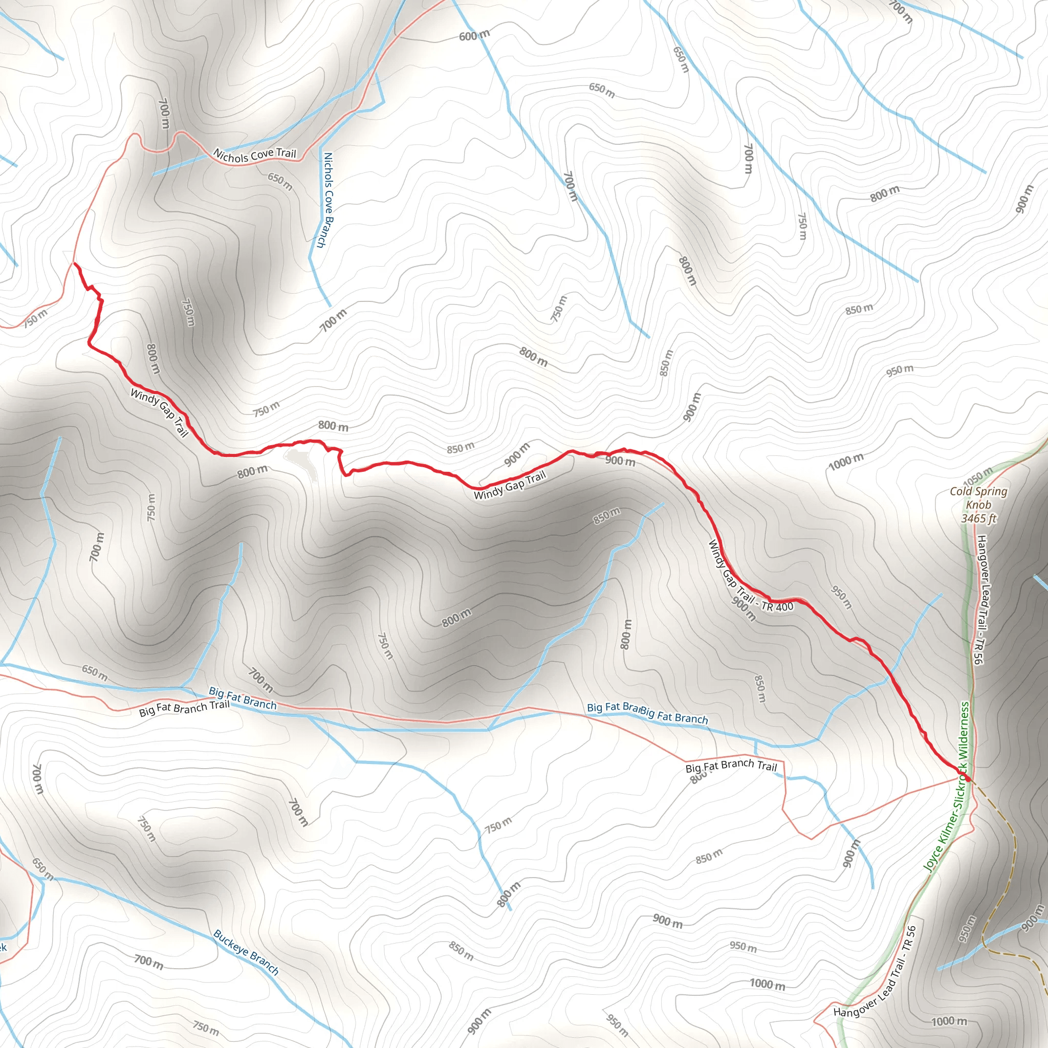Windy Gap Trail mobile static map