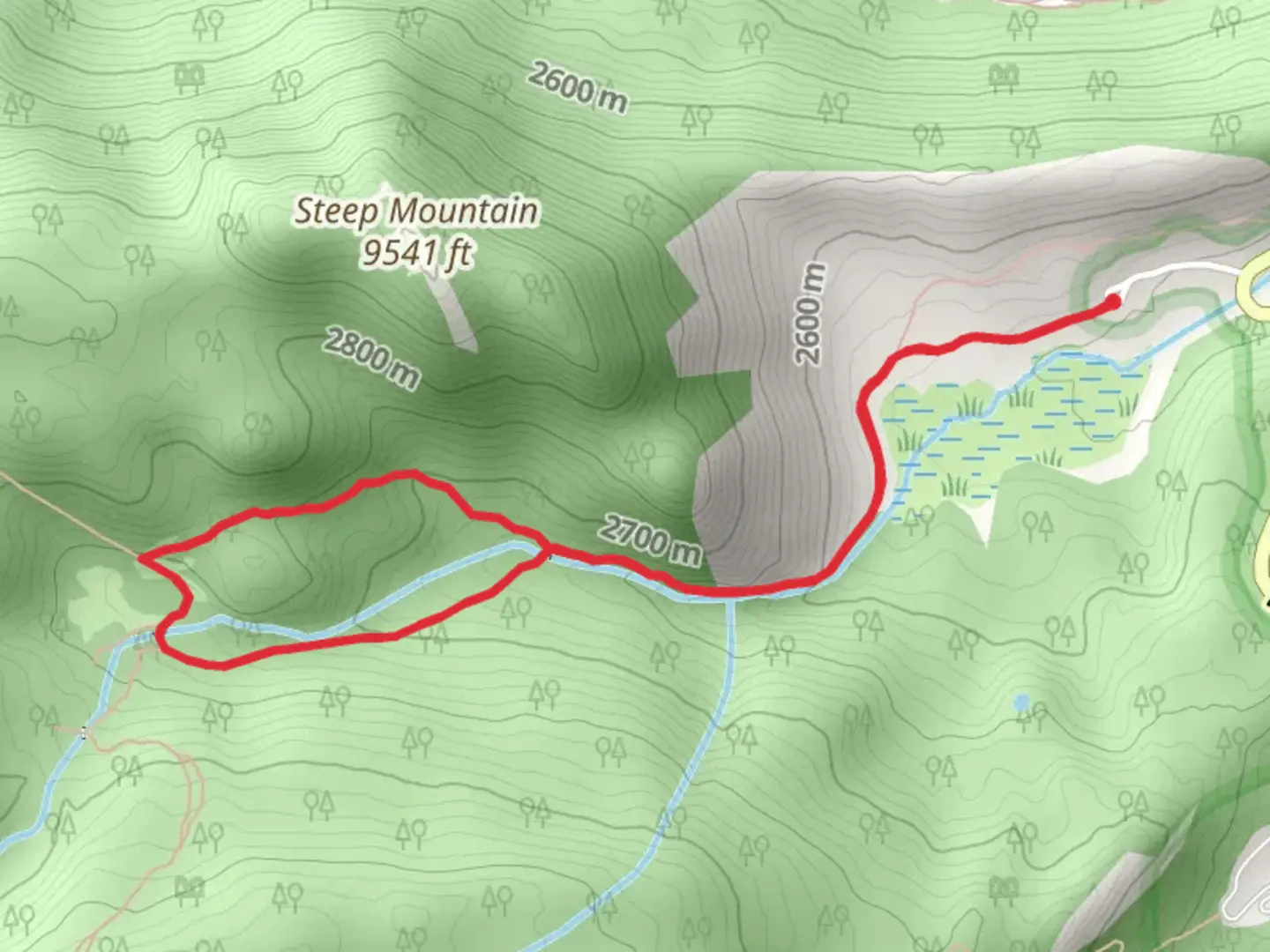 An image depicting the trail Hollowell Park Trail and Mill Creek Basin Trail and its surrounding area.