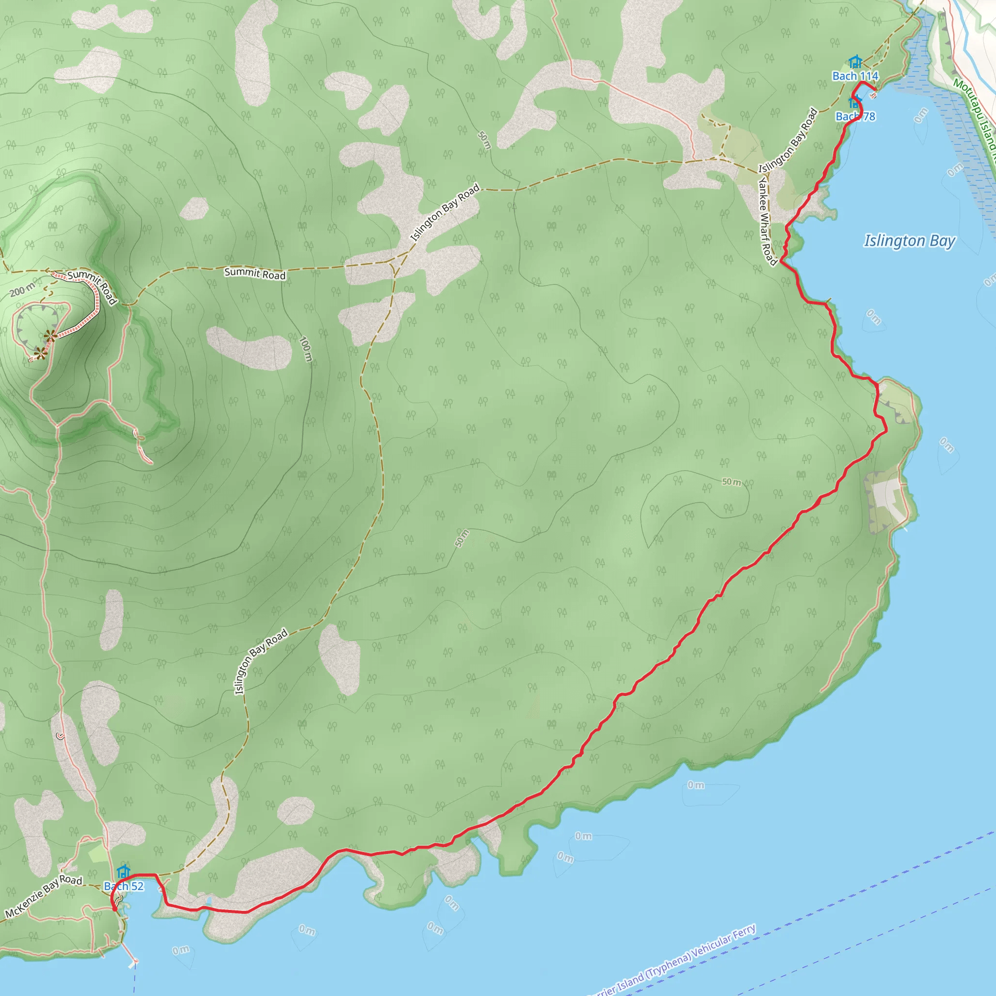Rangitoto Island Longer Walks - Coastal Track from Rangitoto Wharf to Islington Bay Wharf mobile static map
