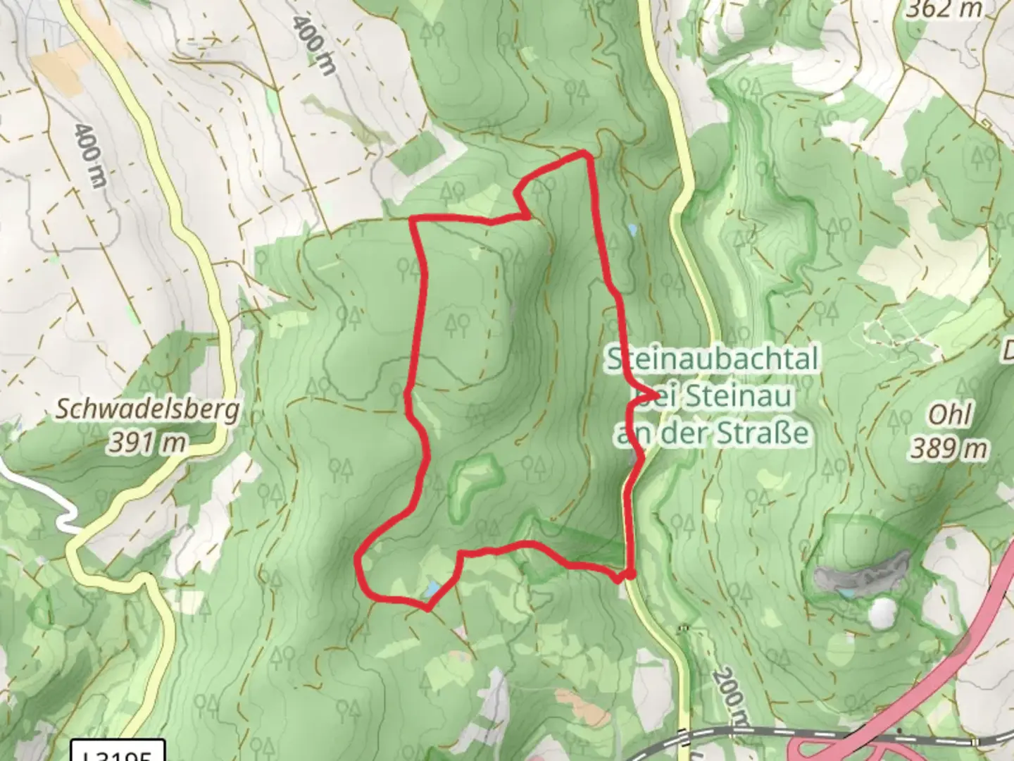 An image depicting the trail Bergweiher via Steinau and Ulmbach Rundwanderweg and its surrounding area.