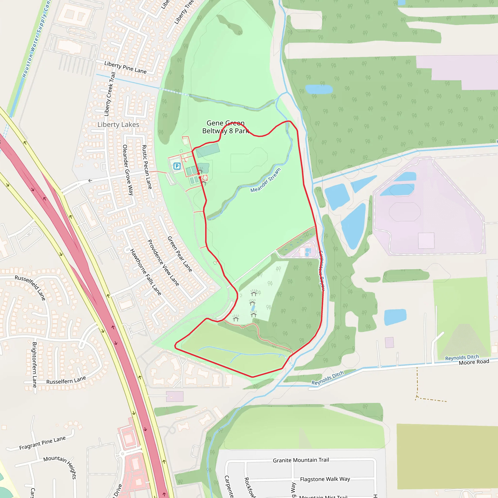 Gene Green Beltway 8 Park and Carpenters Bayou Loop mobile static map