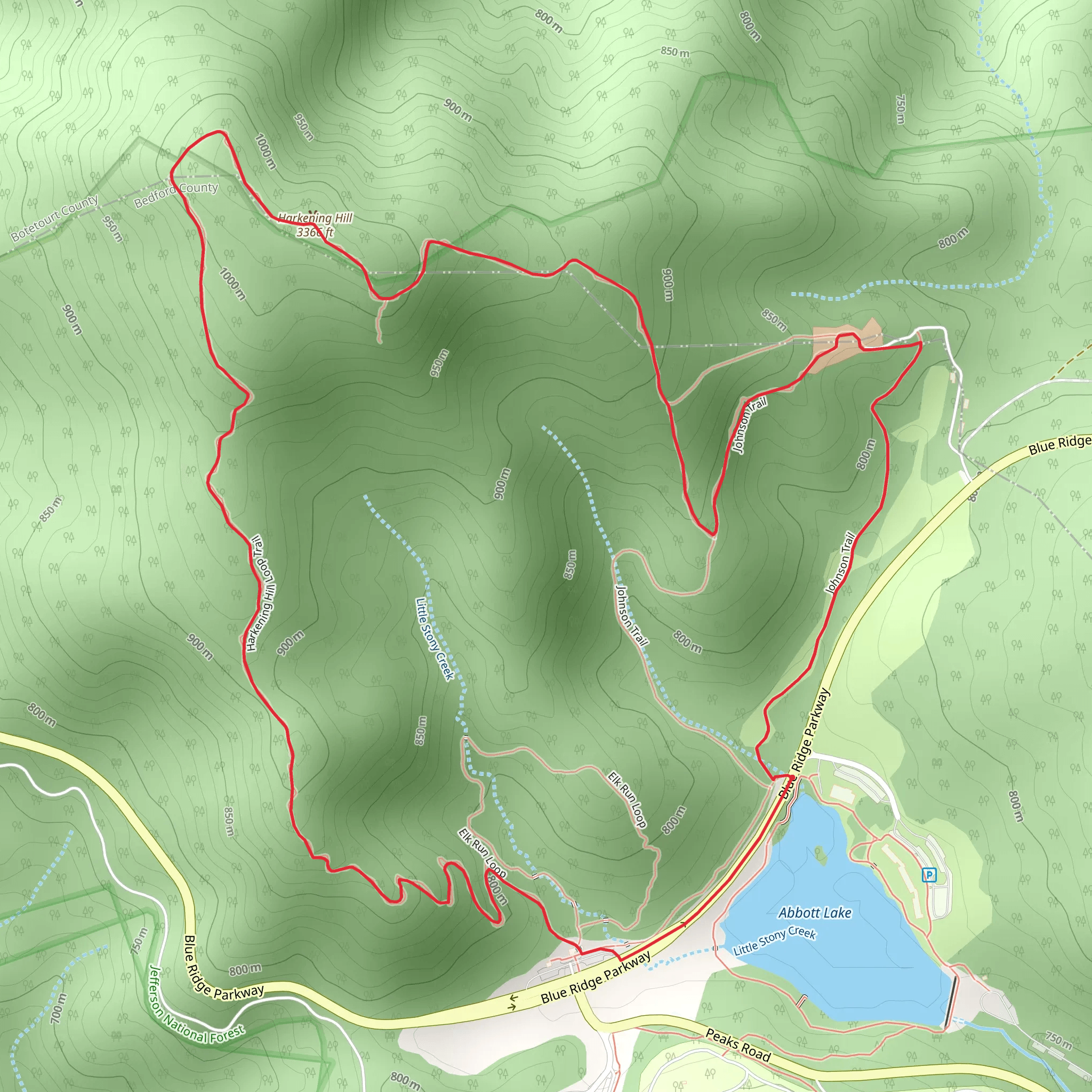 Harkening Hill Loop Trail mobile static map