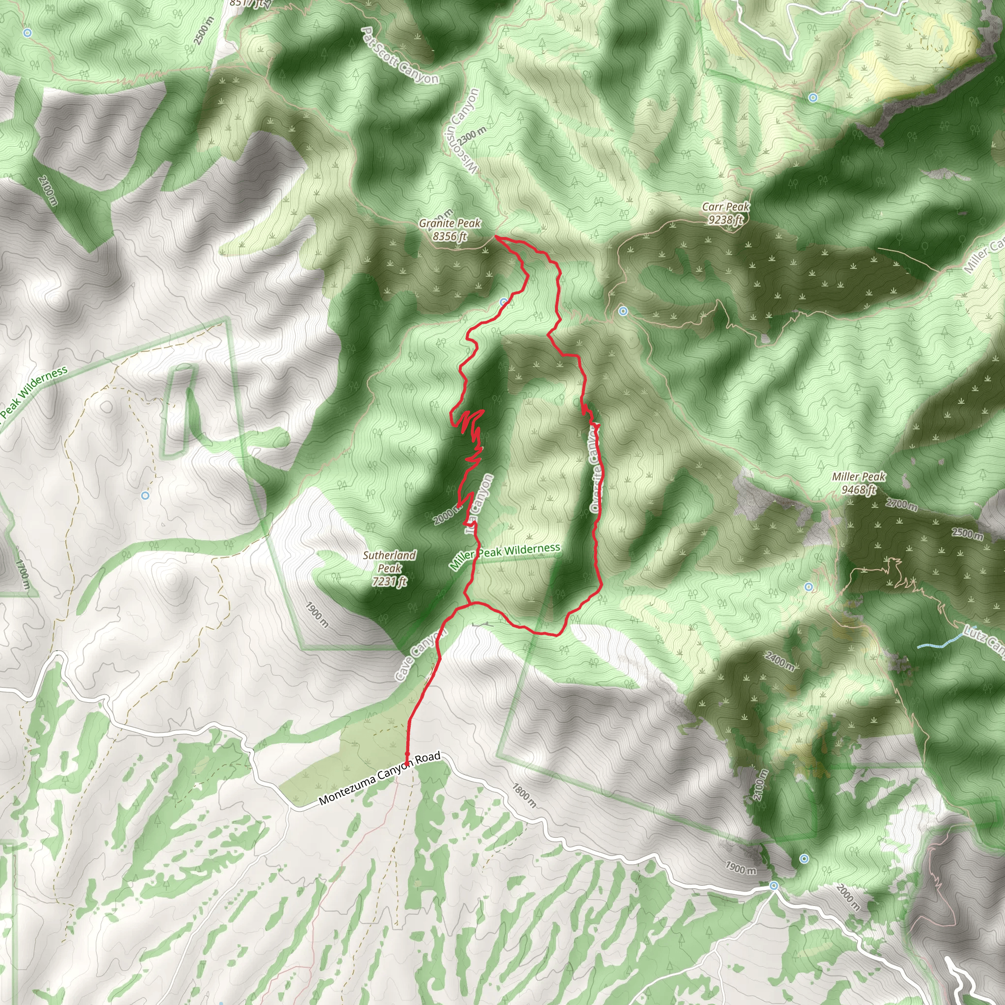 Oversite Canyon Trail to Ida Canyon Trail mobile static map