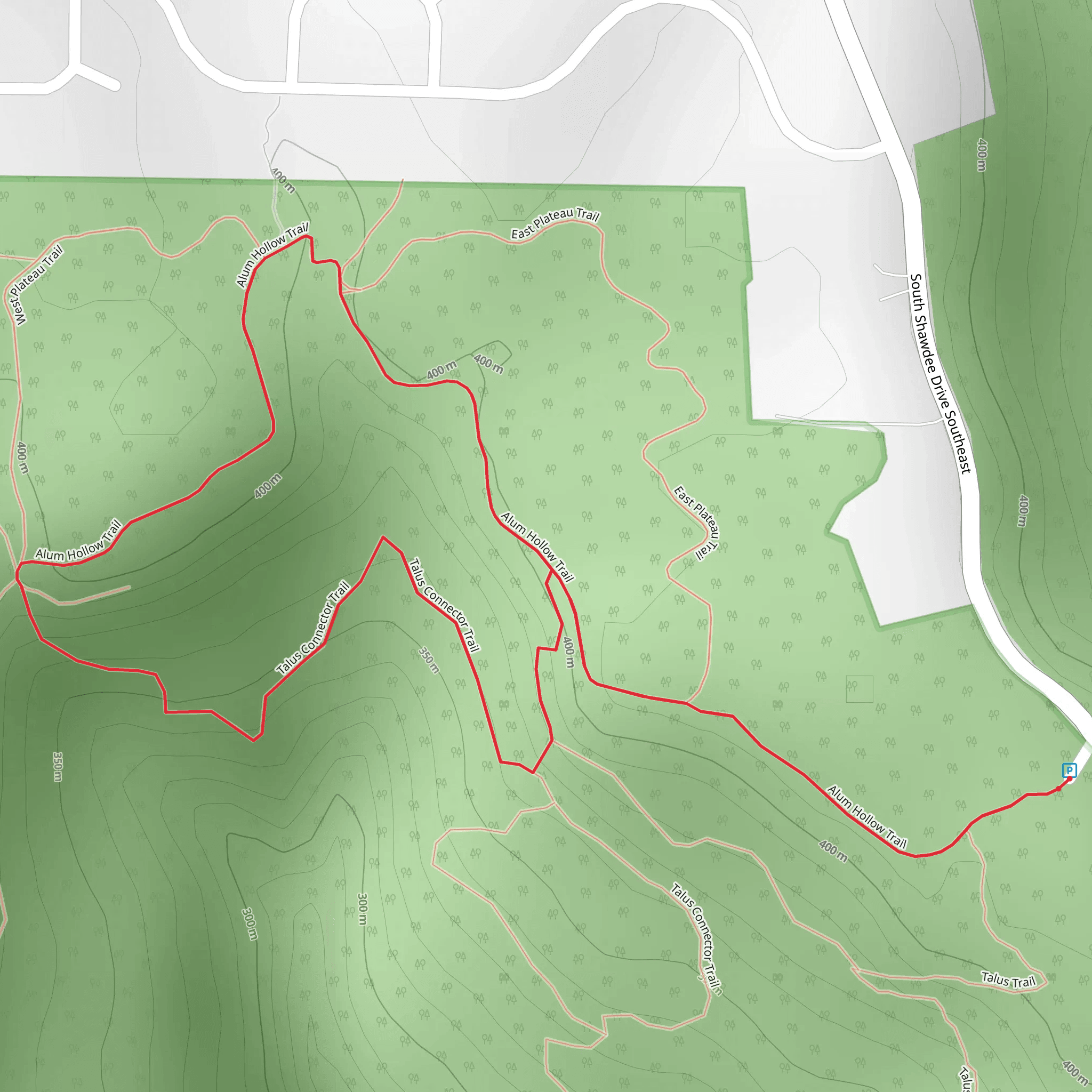 Alum Hollow Trail and Talus Connector Loop Trail mobile static map