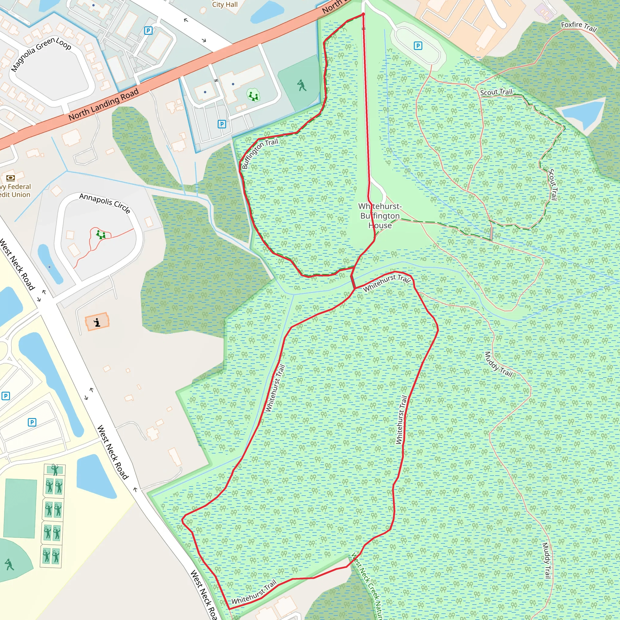 Buffington and Whitehurst Loop Trail mobile static map