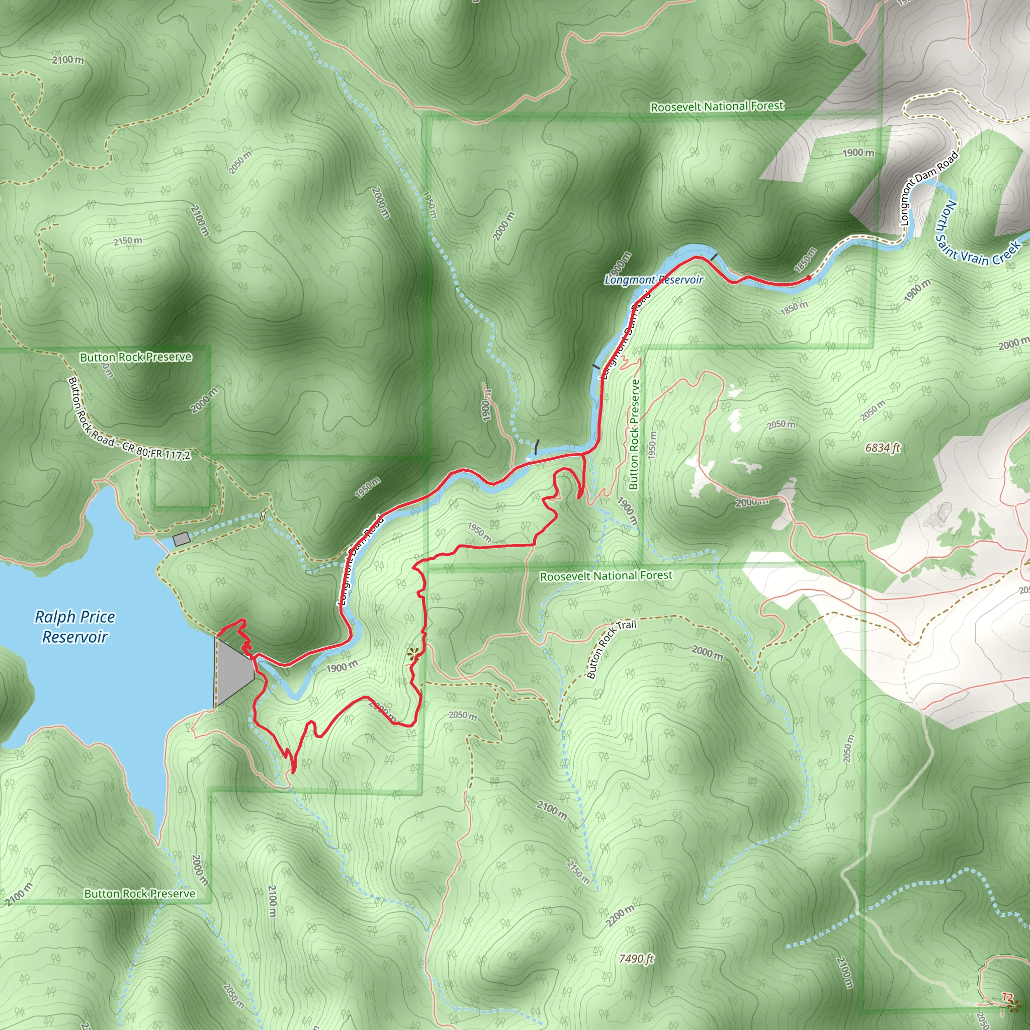 Longmont and Ralph Price Reservoir Loop mobile static map