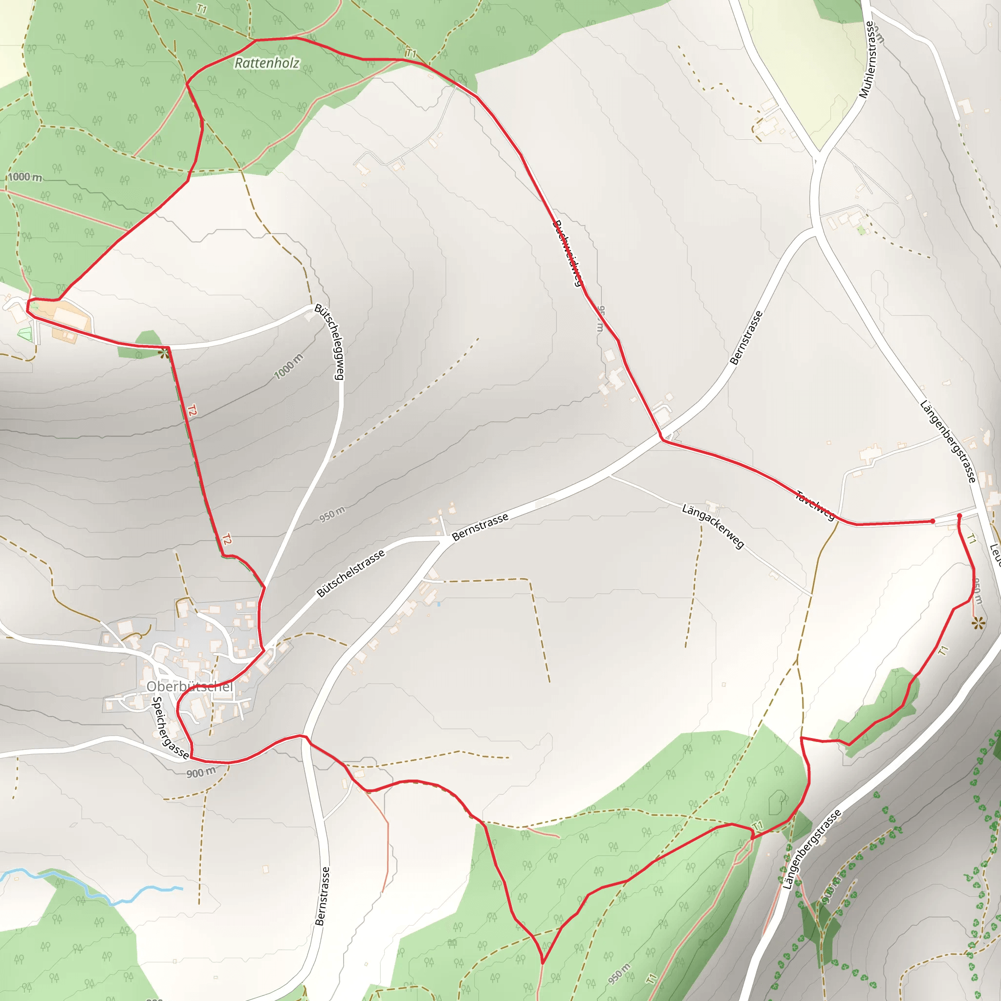 Längenberg to Bütschelegg mobile static map