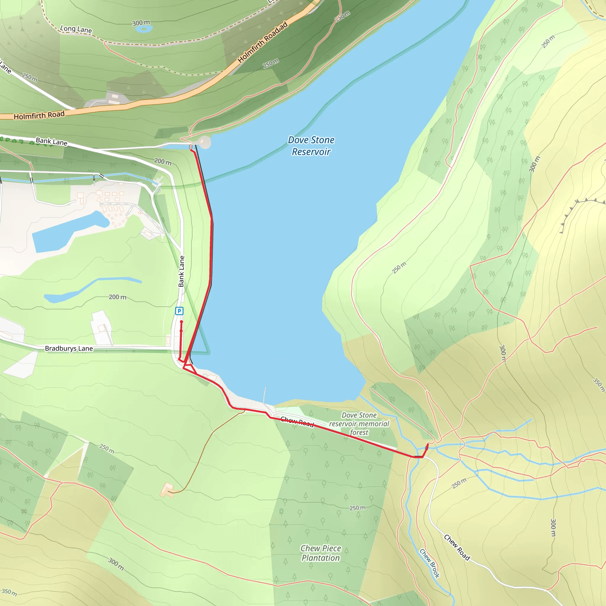 Dovestone Reservoir South Path mobile static map