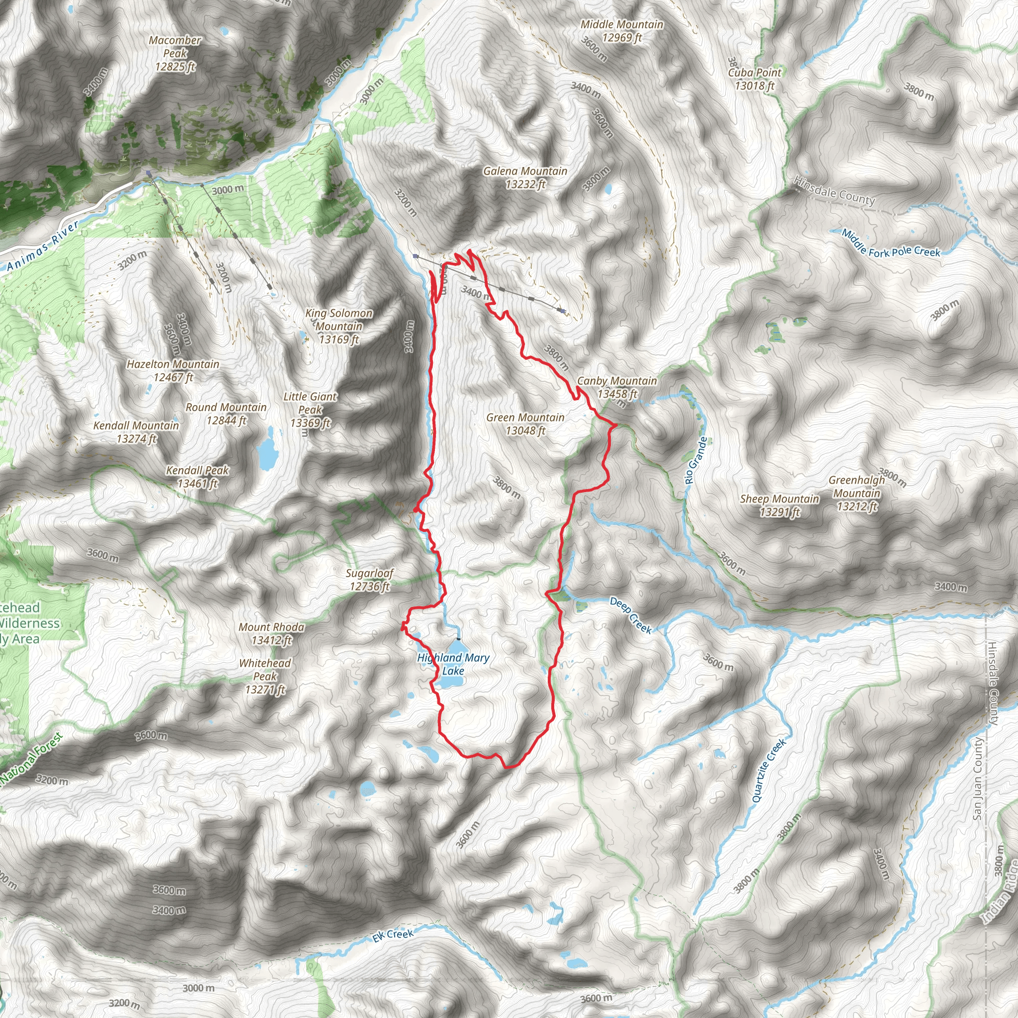 Highland Mary and Continental Divide Loop Trail mobile static map