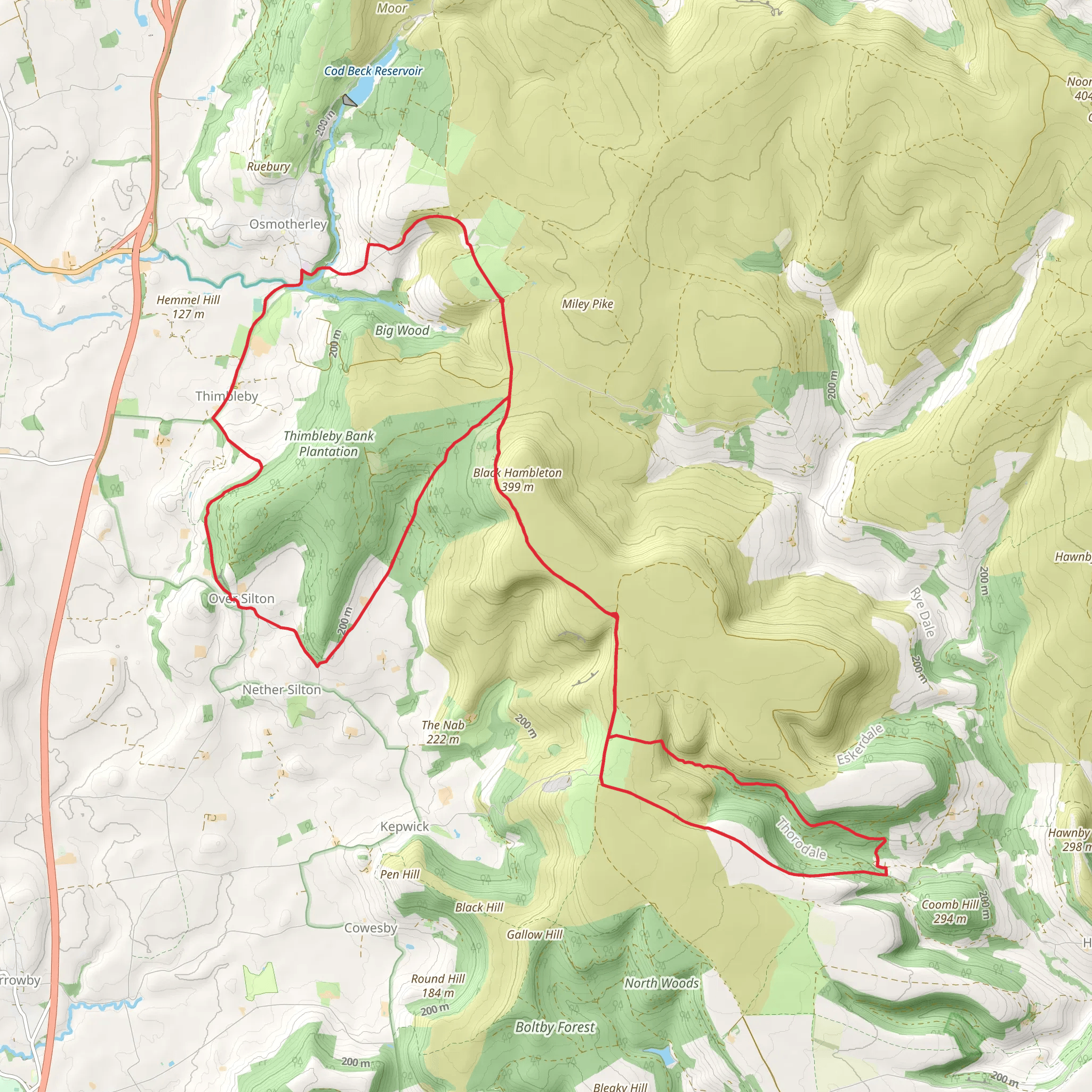 Thimbleby Bank Plantation and Thorodale Loop mobile static map