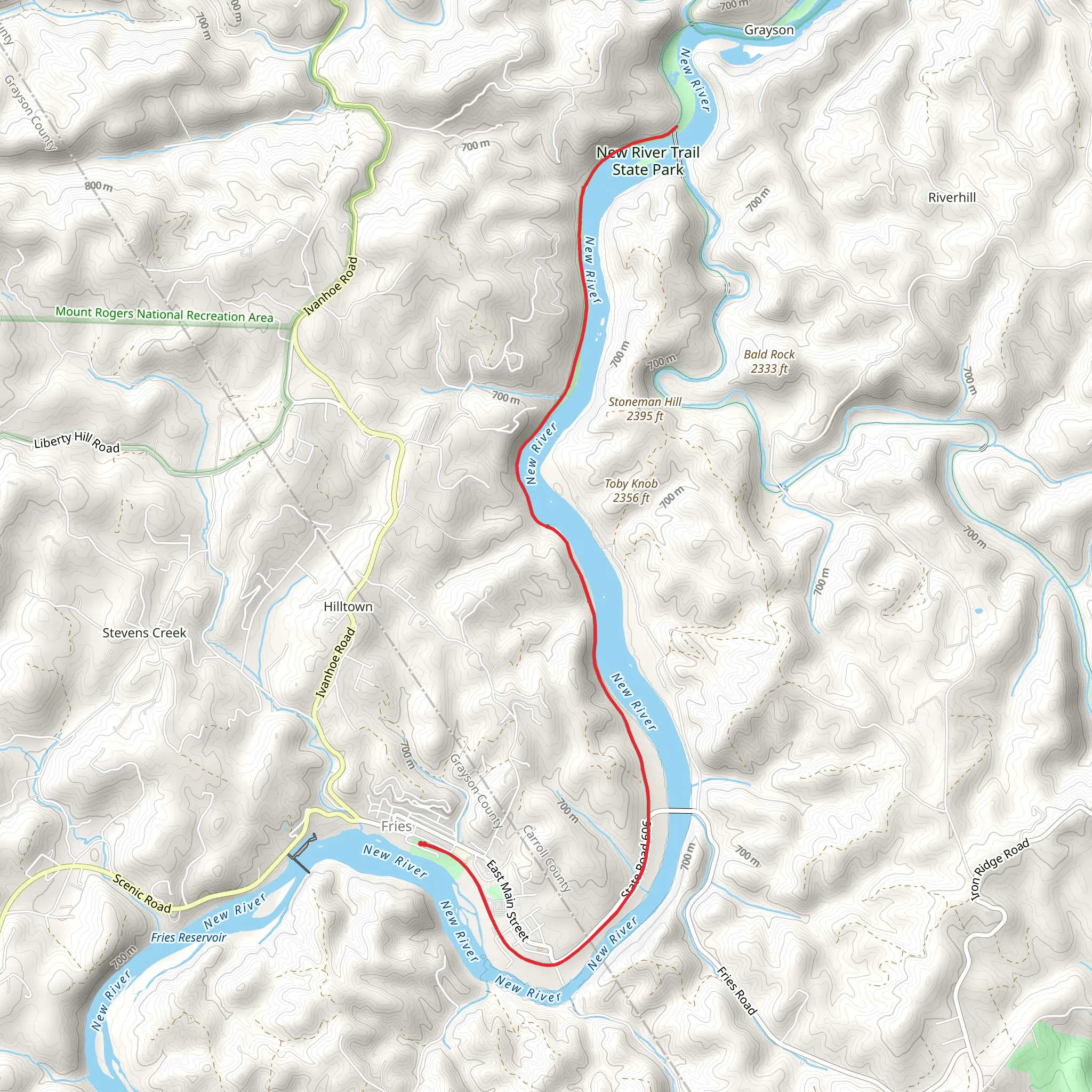 New River Trail to Fries Junction mobile static map