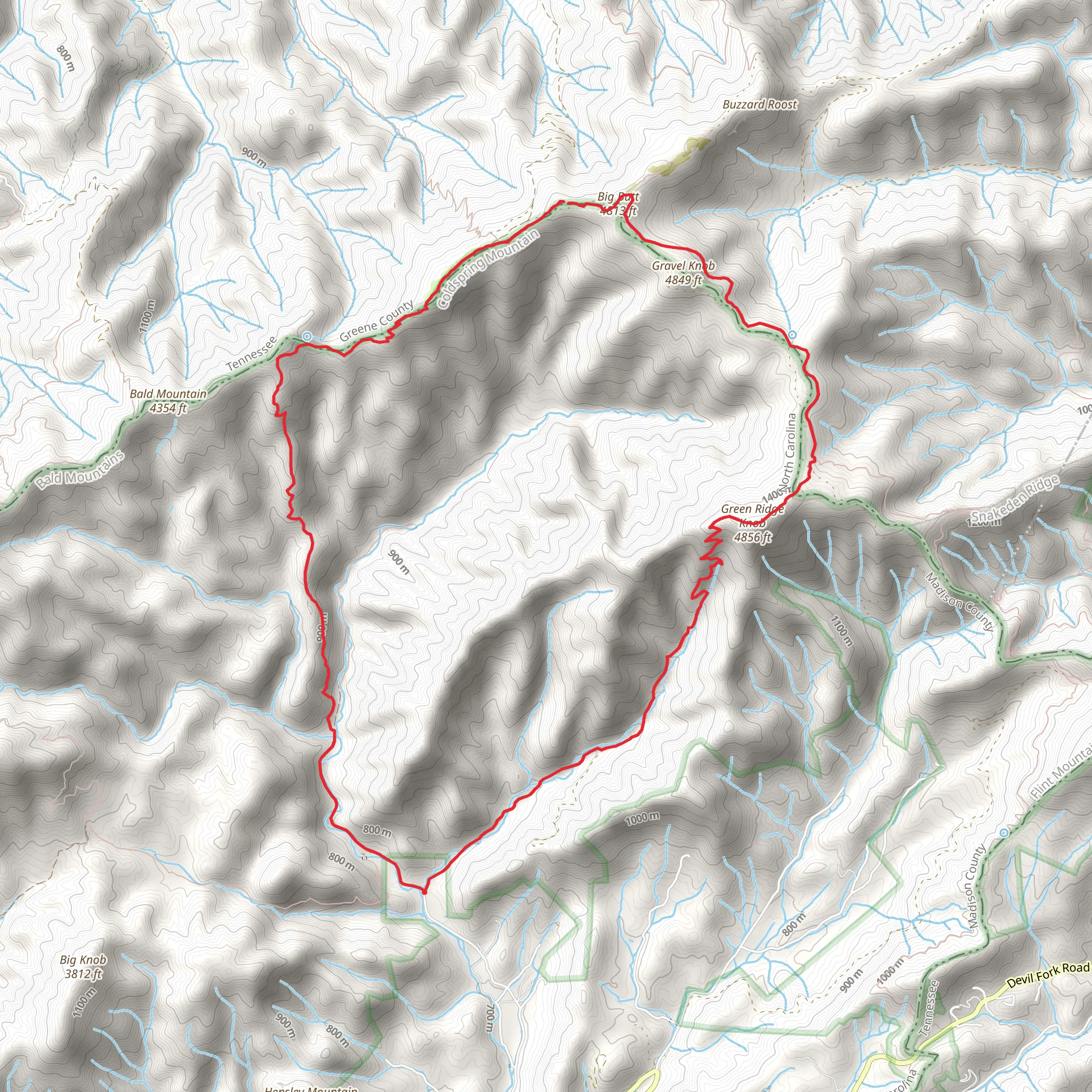 Green Ridge, Appalachian Trail, and Fork Ridge Loop Trail mobile static map