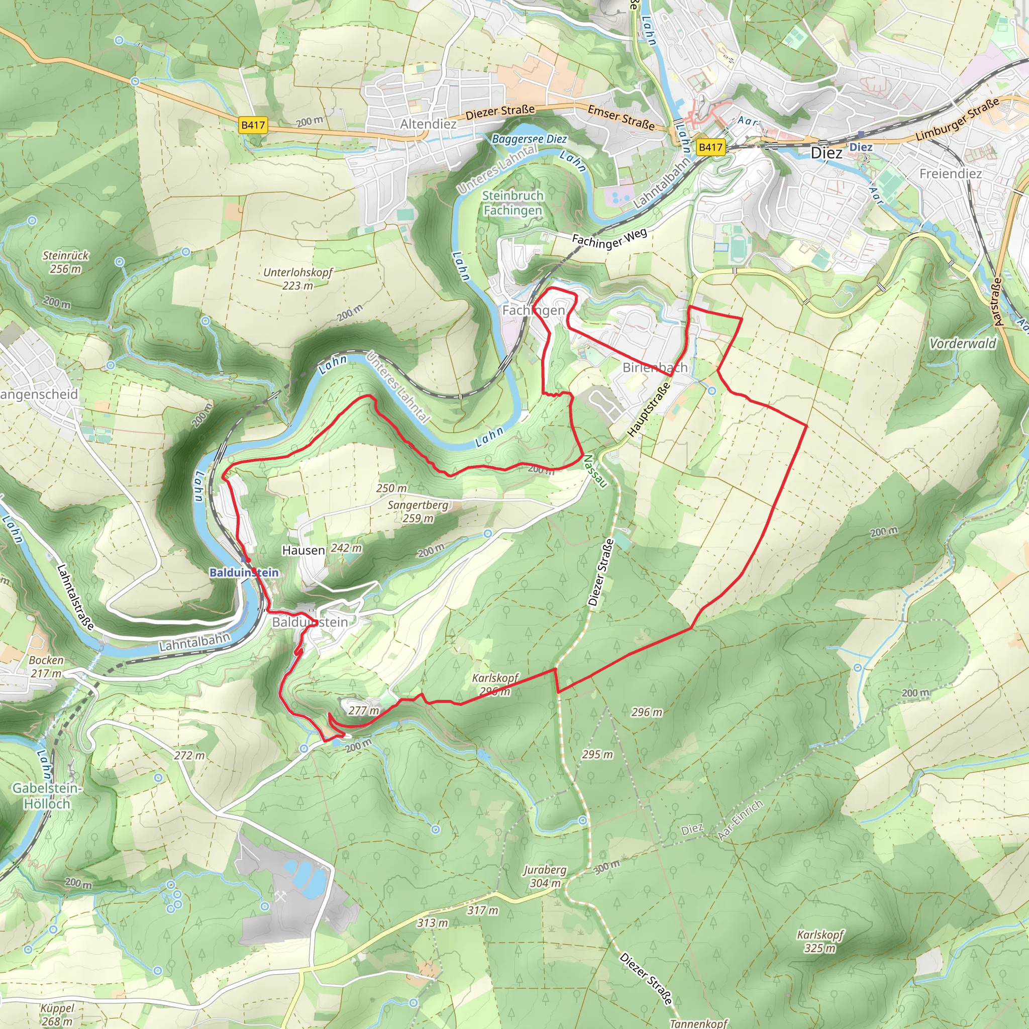 Taunusklub Route and Lahn Camino mobile static map