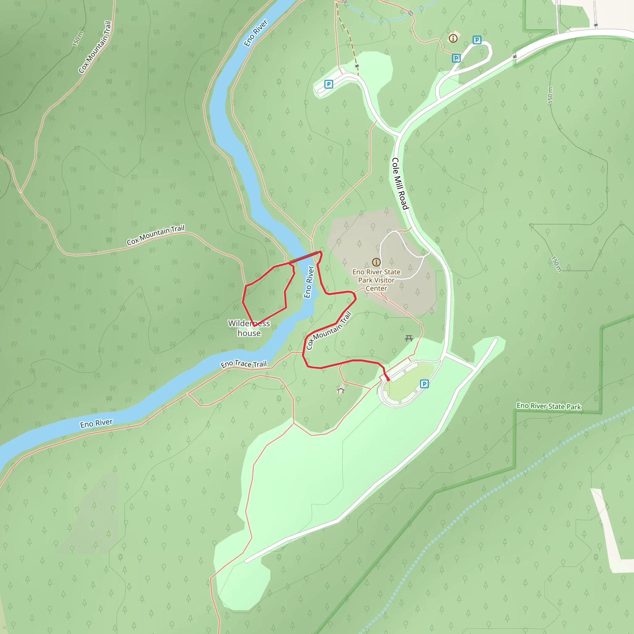 Eno River via Cox Mountain Trail mobile static map