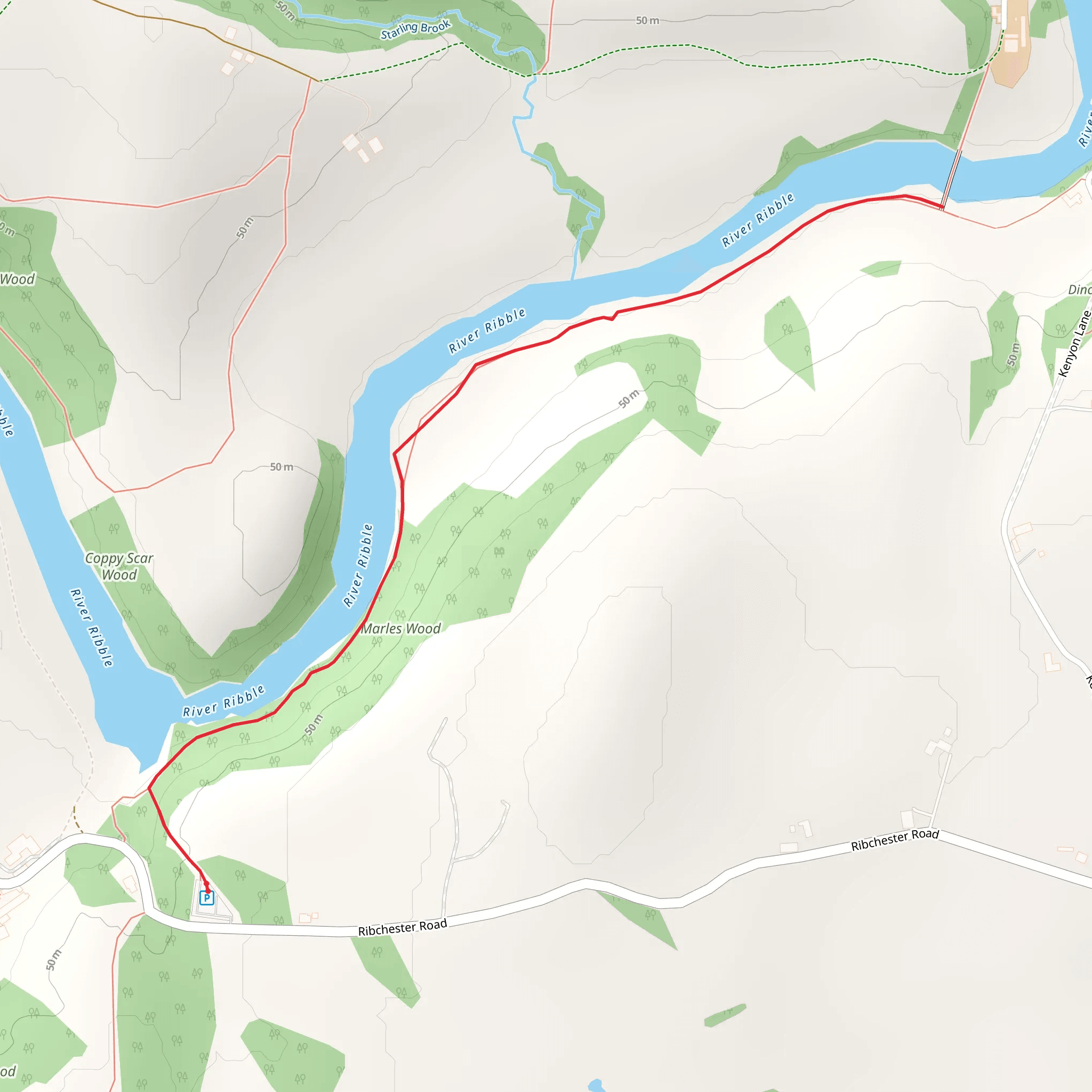 River Ribble Walk - Dinckley mobile static map