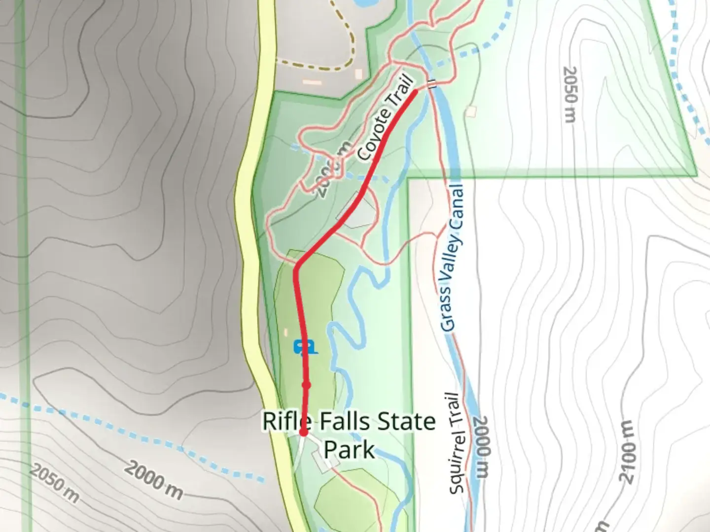 An image depicting the trail East Rifle Creek and its surrounding area.
