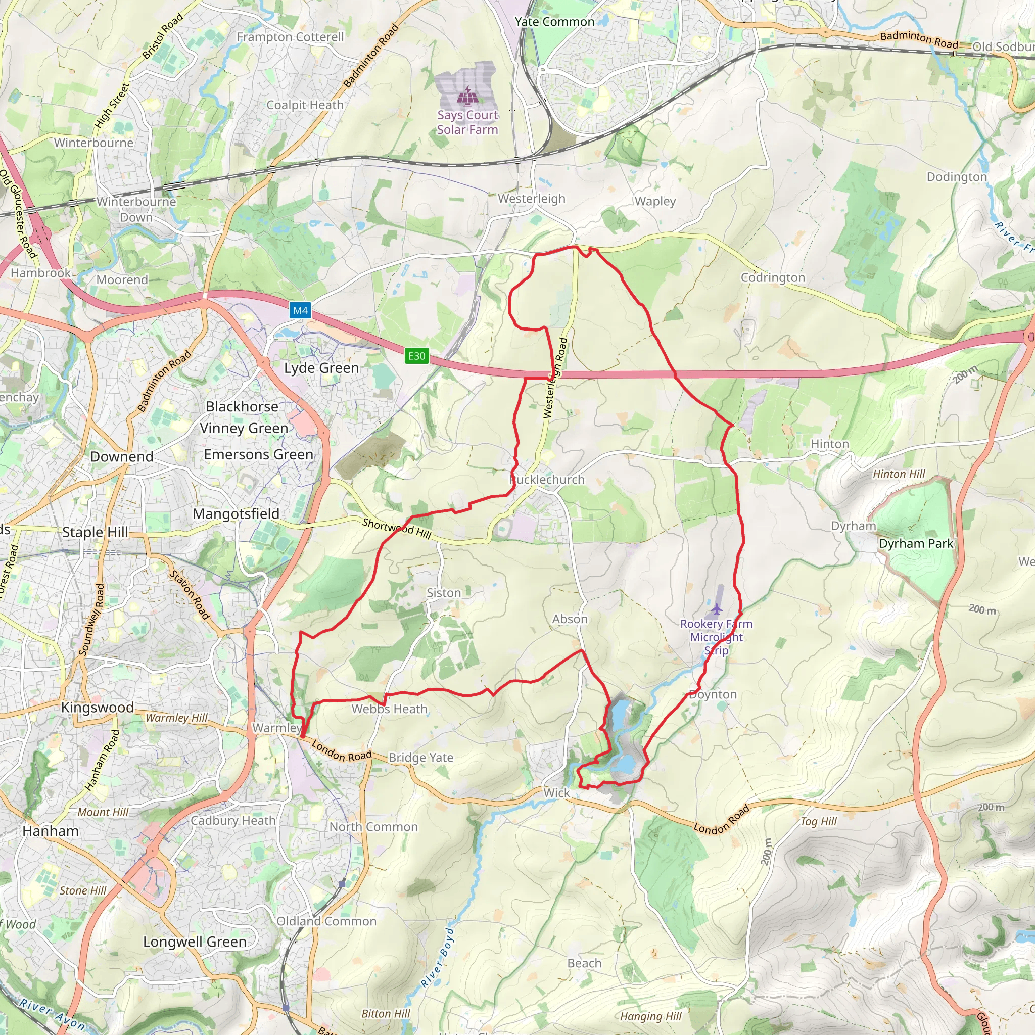 Warmley, Pucklechurch and Doynton Loop via Wick Quarry mobile static map